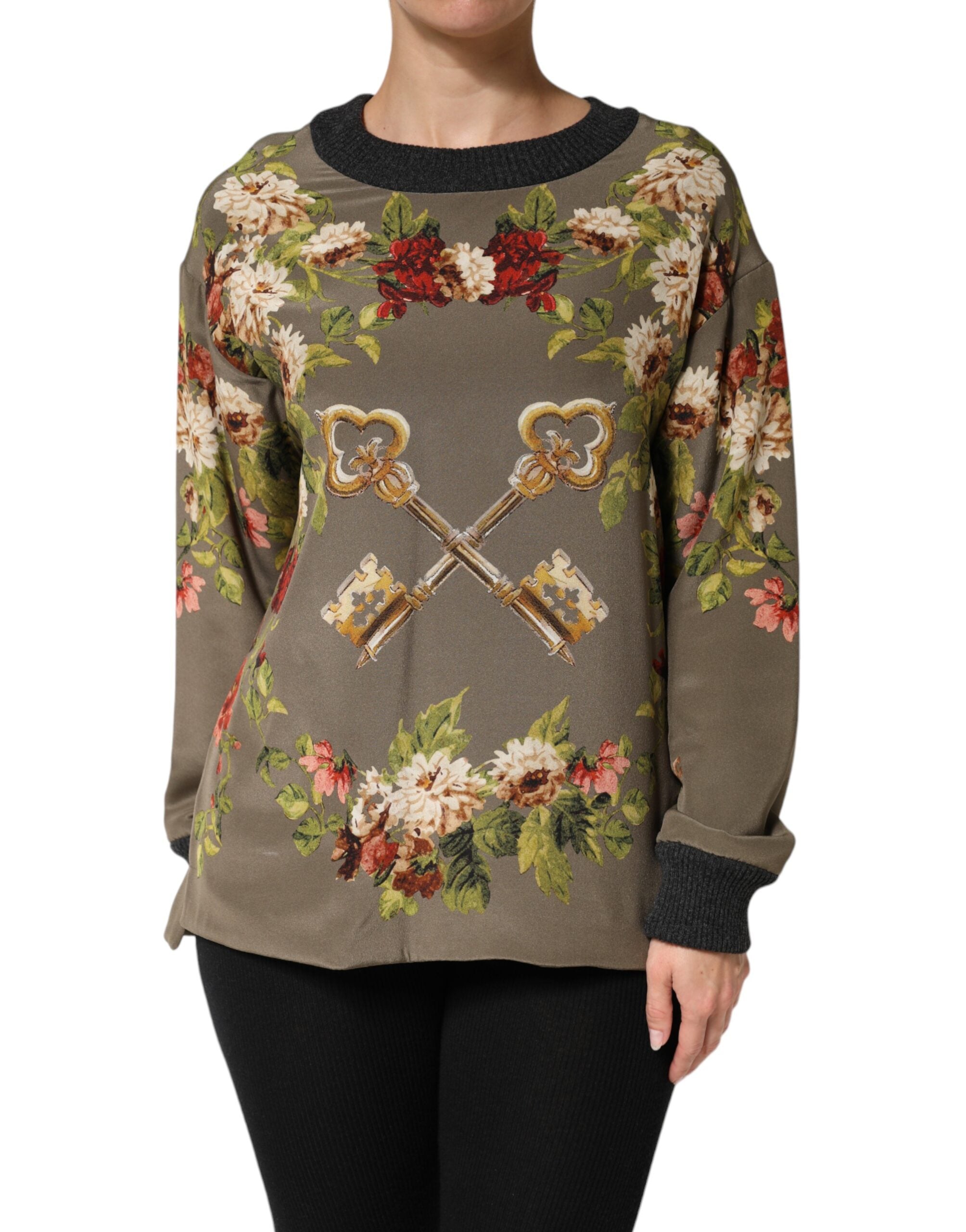 Dolce & Gabbana Enchanted Sicily Silk Crewneck Blouse Sweater Dolce & Gabbana