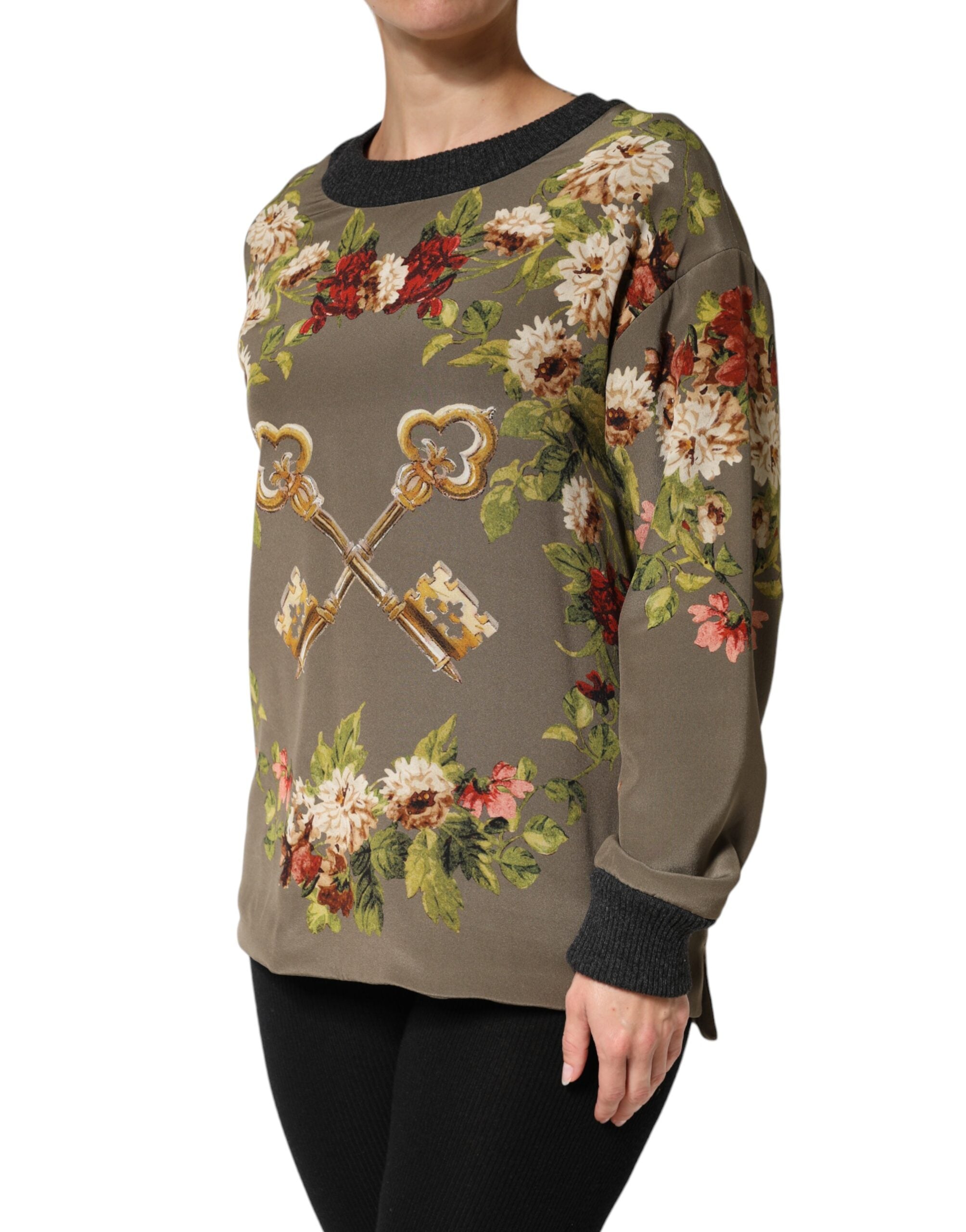 Dolce & Gabbana Enchanted Sicily Silk Crewneck Blouse Sweater Dolce & Gabbana