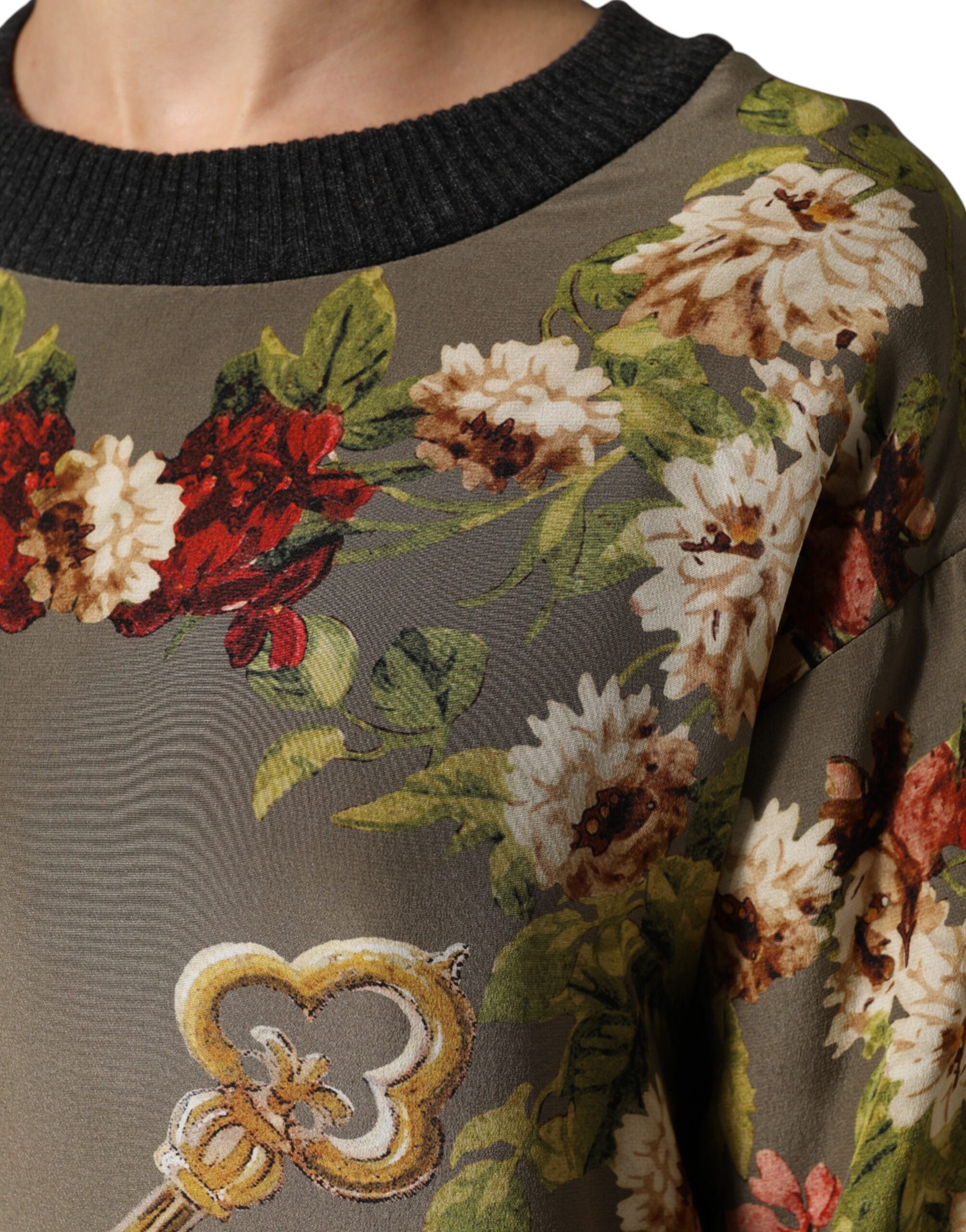 Dolce & Gabbana Enchanted Sicily Silk Crewneck Blouse Sweater Dolce & Gabbana
