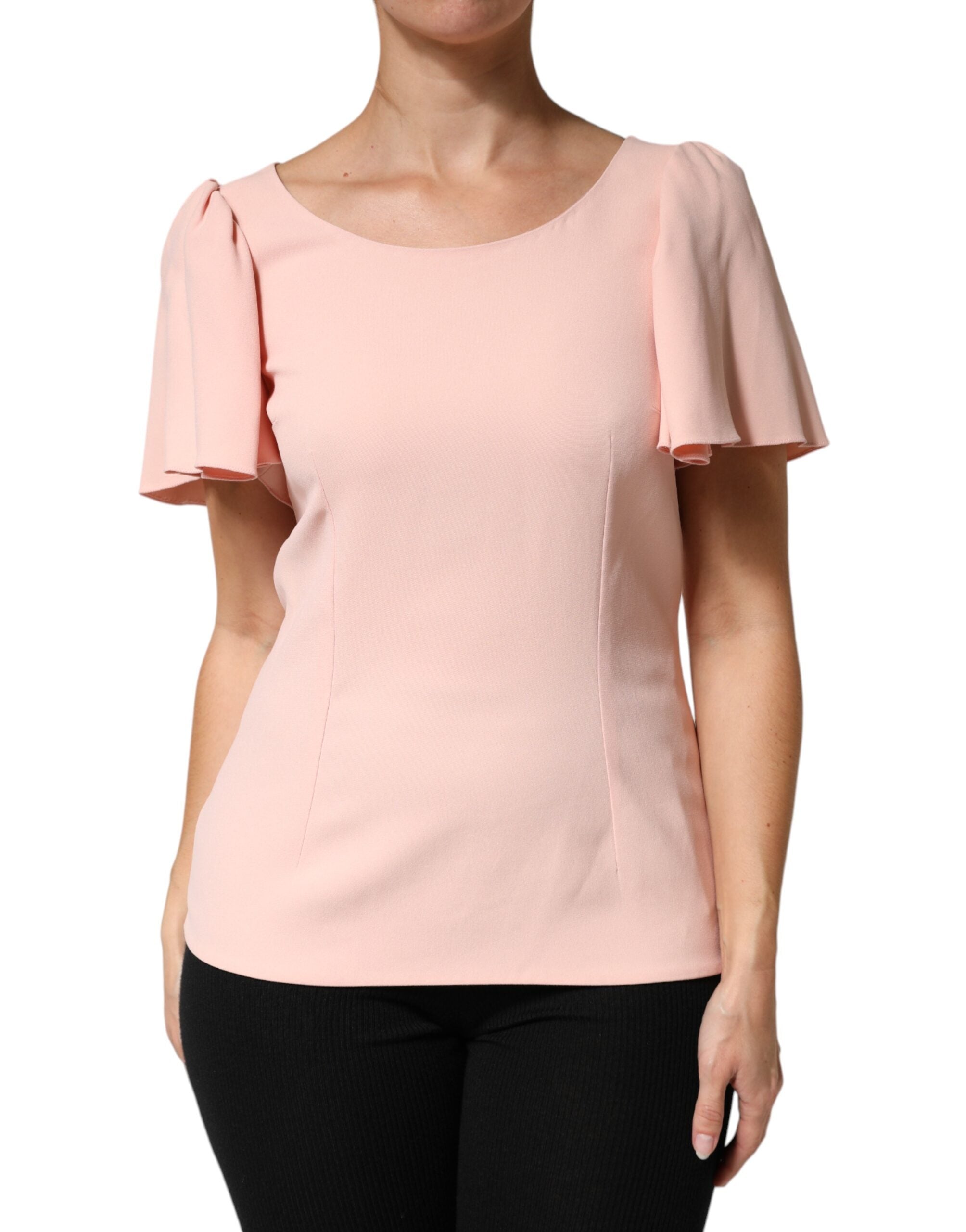 Dolce & Gabbana Pink Short Sleeves Round Neck Blouse Top Dolce & Gabbana