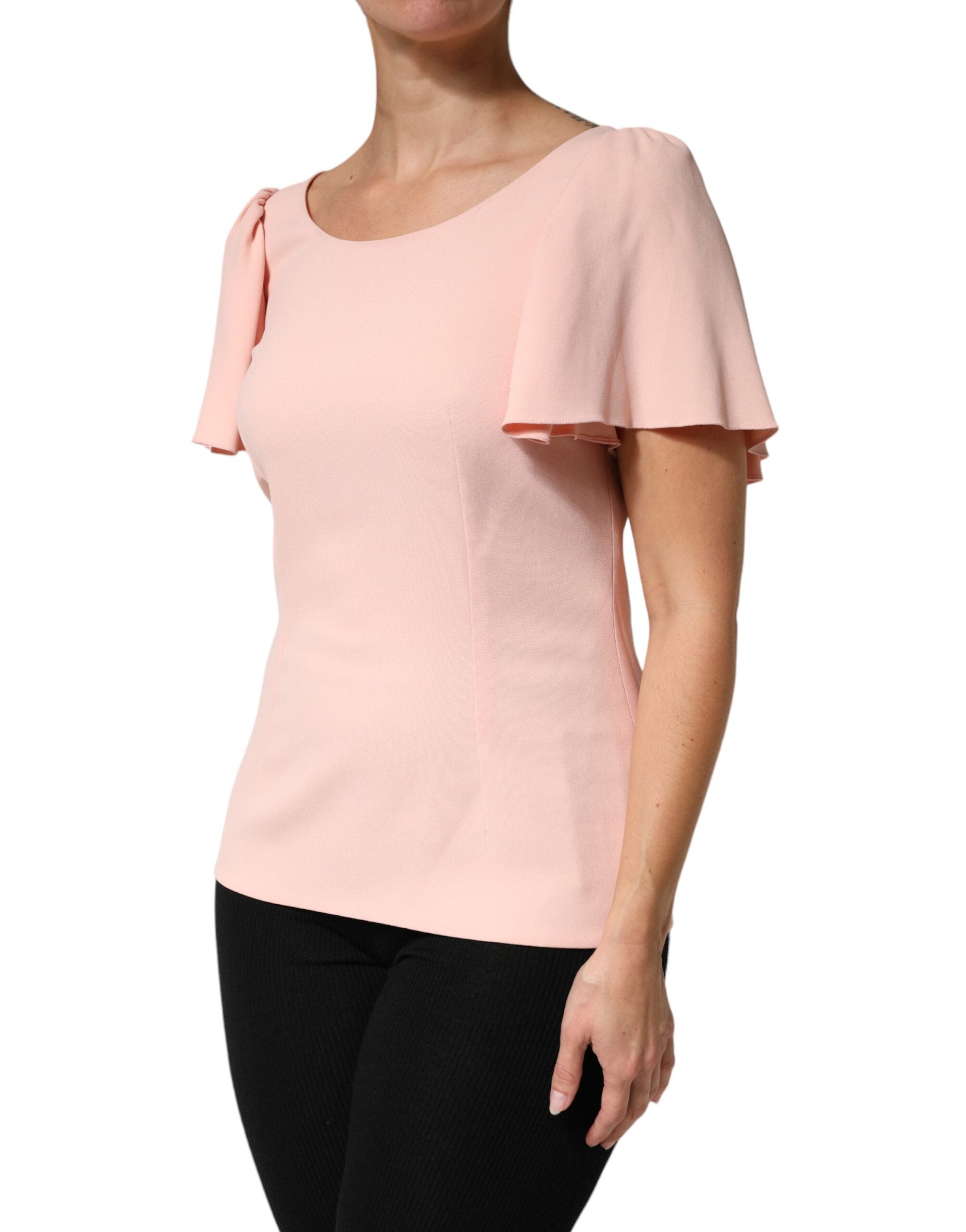 Dolce & Gabbana Pink Short Sleeves Round Neck Blouse Top Dolce & Gabbana