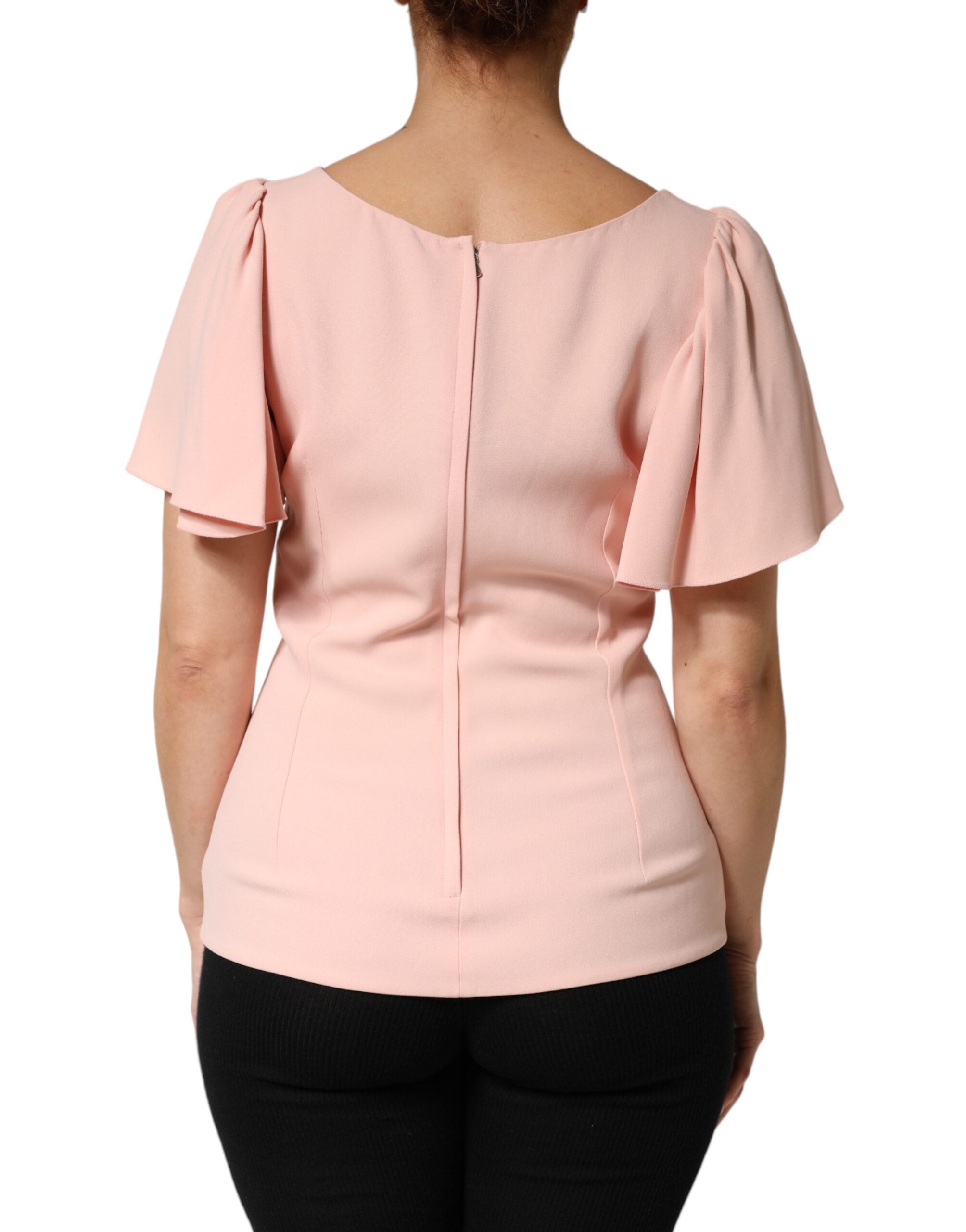 Dolce & Gabbana Pink Short Sleeves Round Neck Blouse Top Dolce & Gabbana