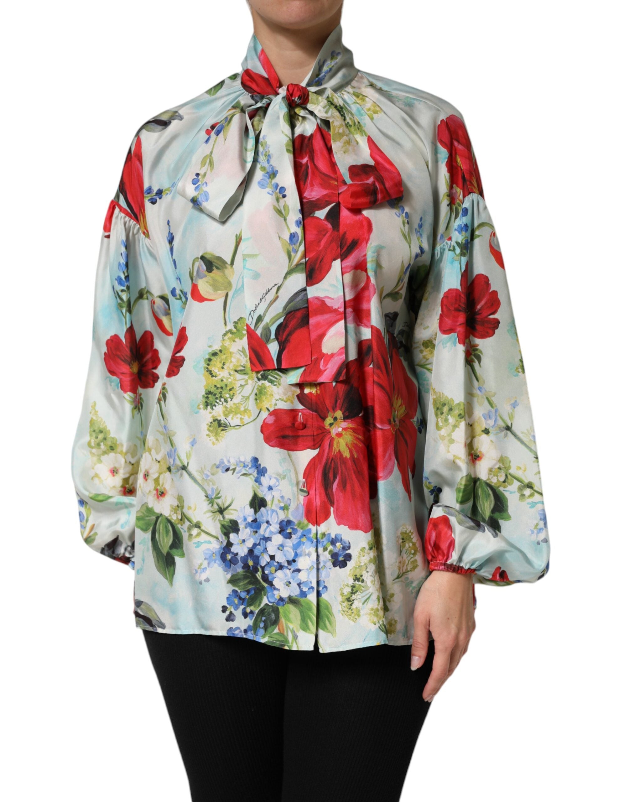 Dolce & Gabbana Multicolor Floral Long Sleeves Blouse Top Dolce & Gabbana