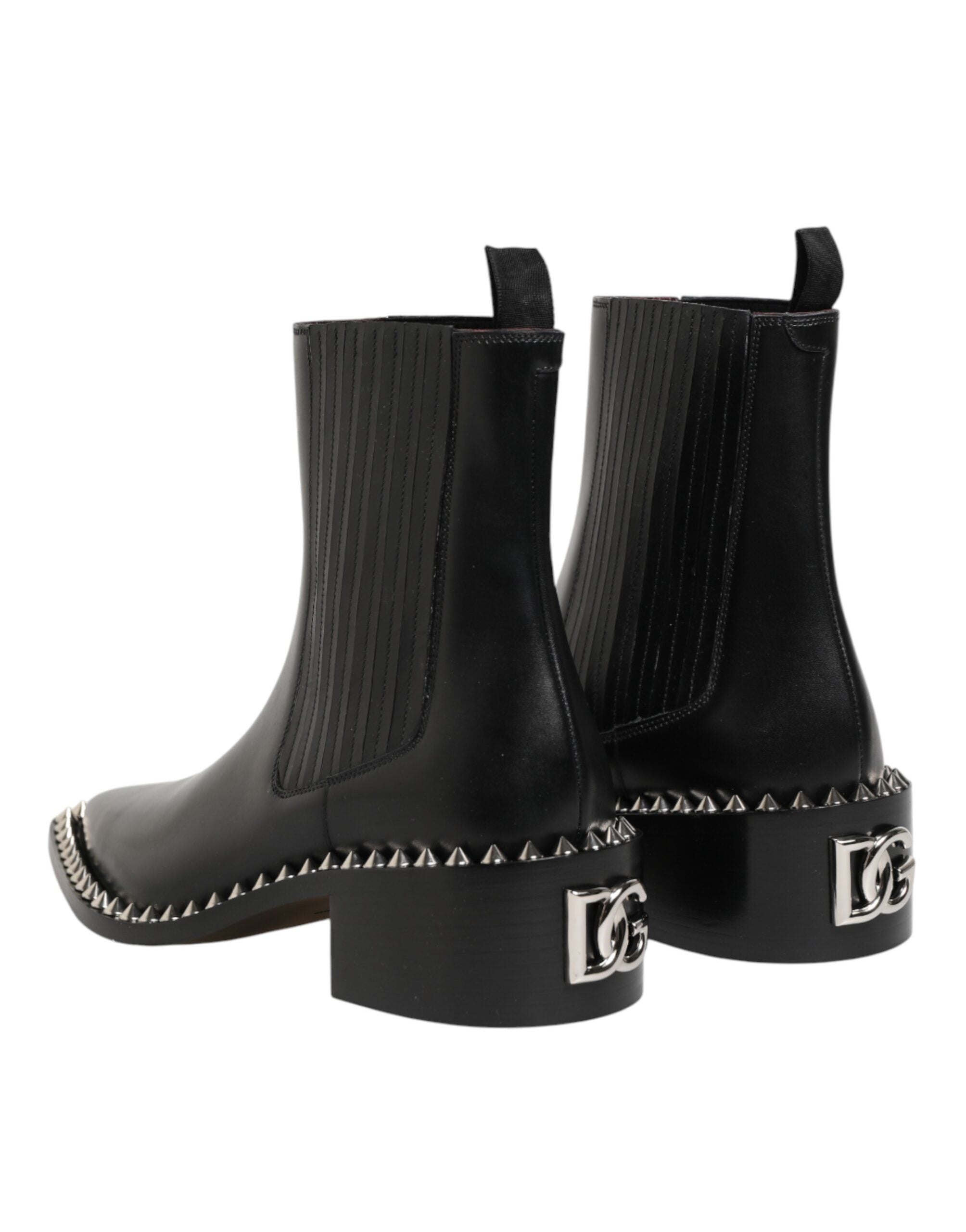 Dolce & Gabbana Black Studded Chelsea Short Ankle Boots Shoes Dolce & Gabbana