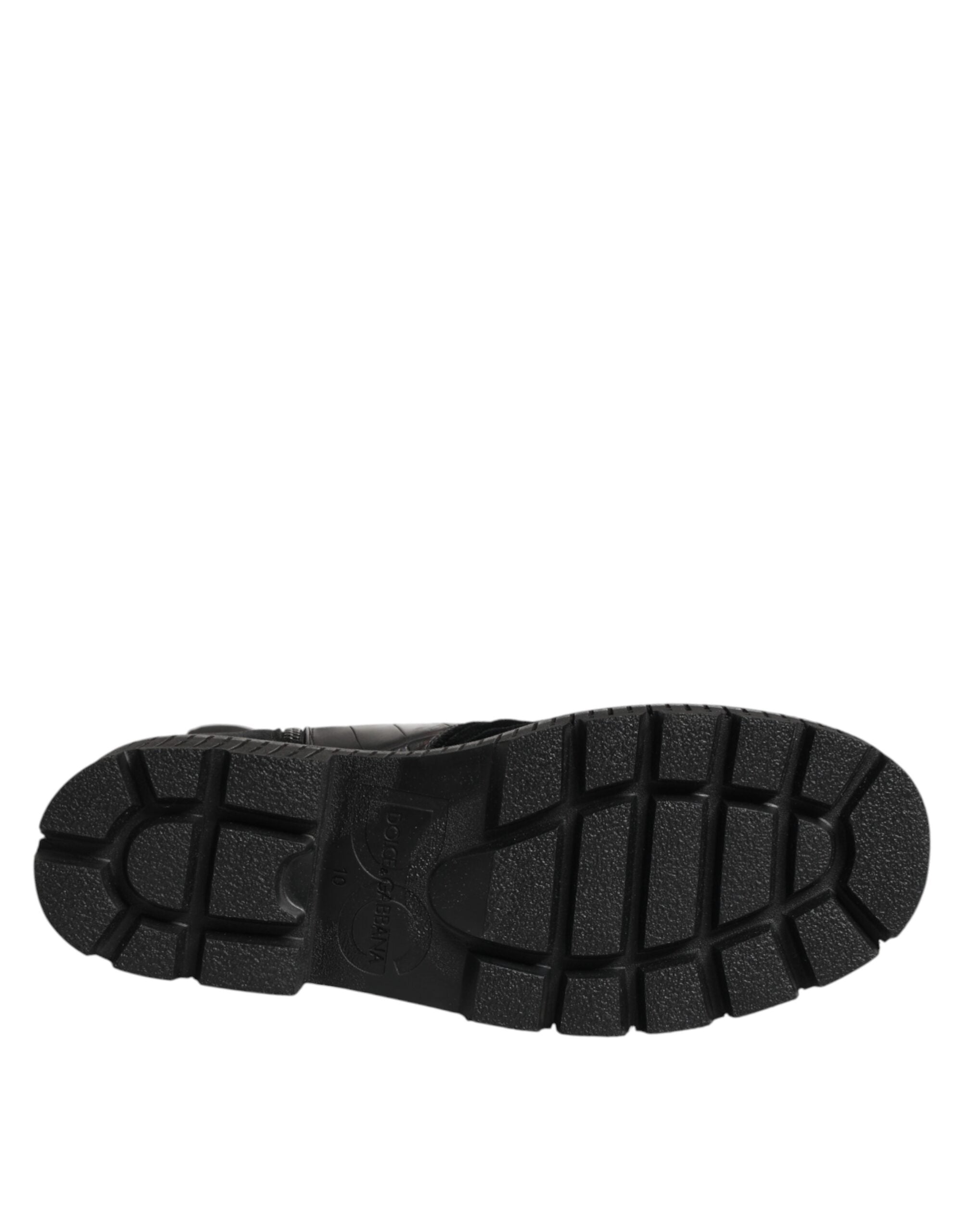 Dolce & Gabbana Black Patchwork Leather Mid Calf Boot  Shoes Dolce & Gabbana