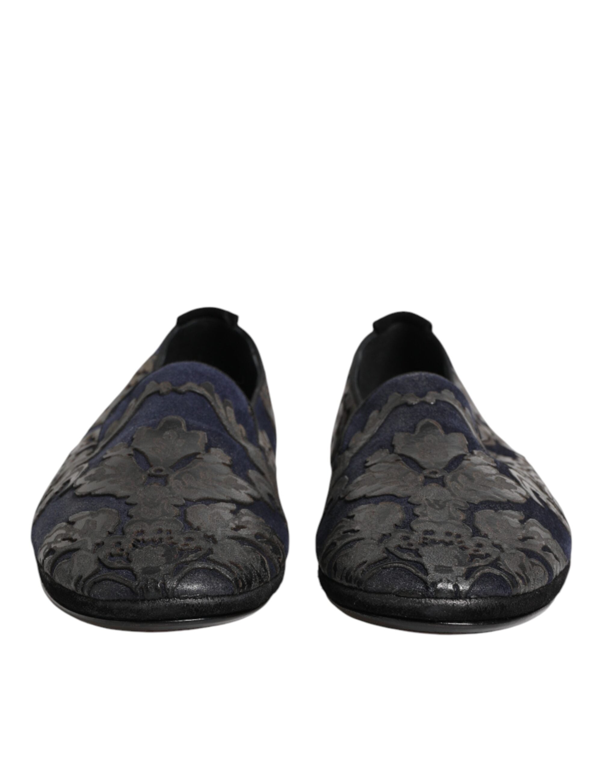 Dolce & Gabbana Black Jacquard Leather Slip On Loafers Shoes Dolce & Gabbana
