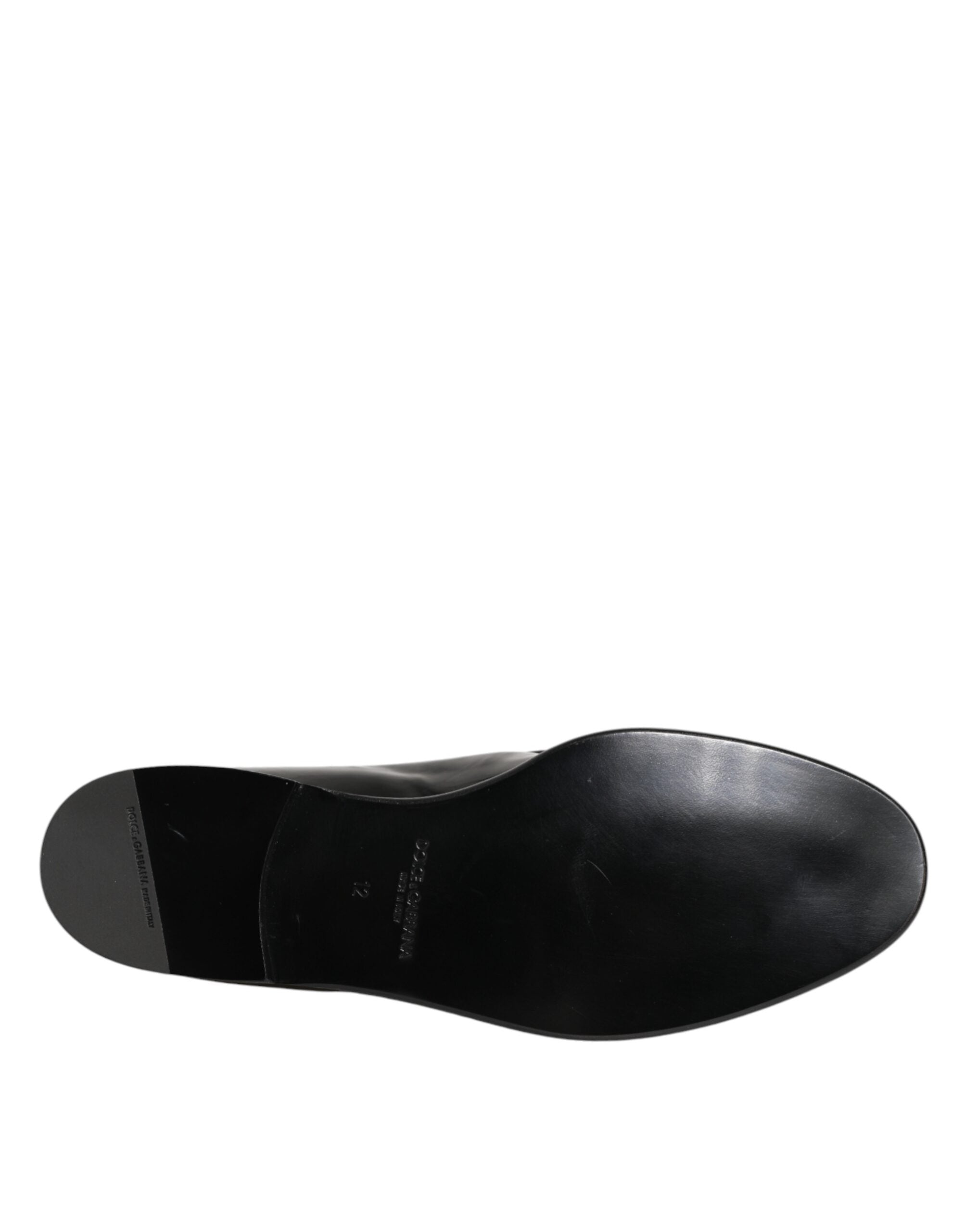 Dolce & Gabbana Black Leather Slip On Dress Men Loafers Shoes Dolce & Gabbana