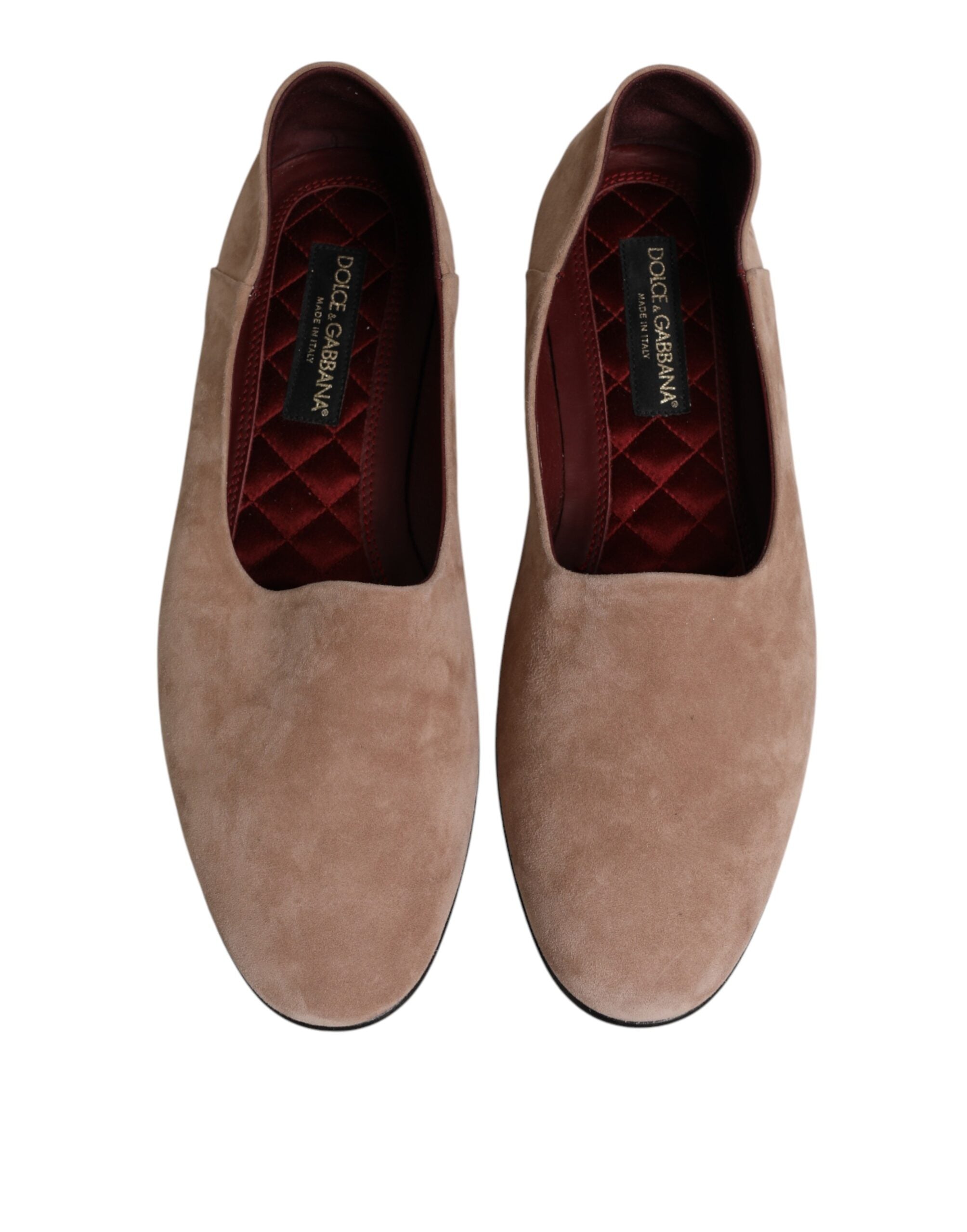 Dolce & Gabbana Beige Leather Suede Slip On Loafers Dress Shoes Dolce & Gabbana