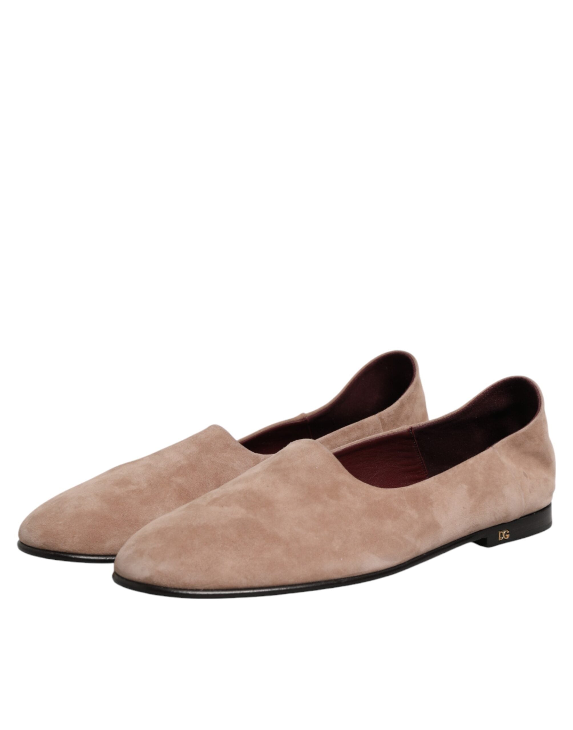 Dolce & Gabbana Beige Leather Suede Slip On Loafers Dress Shoes Dolce & Gabbana