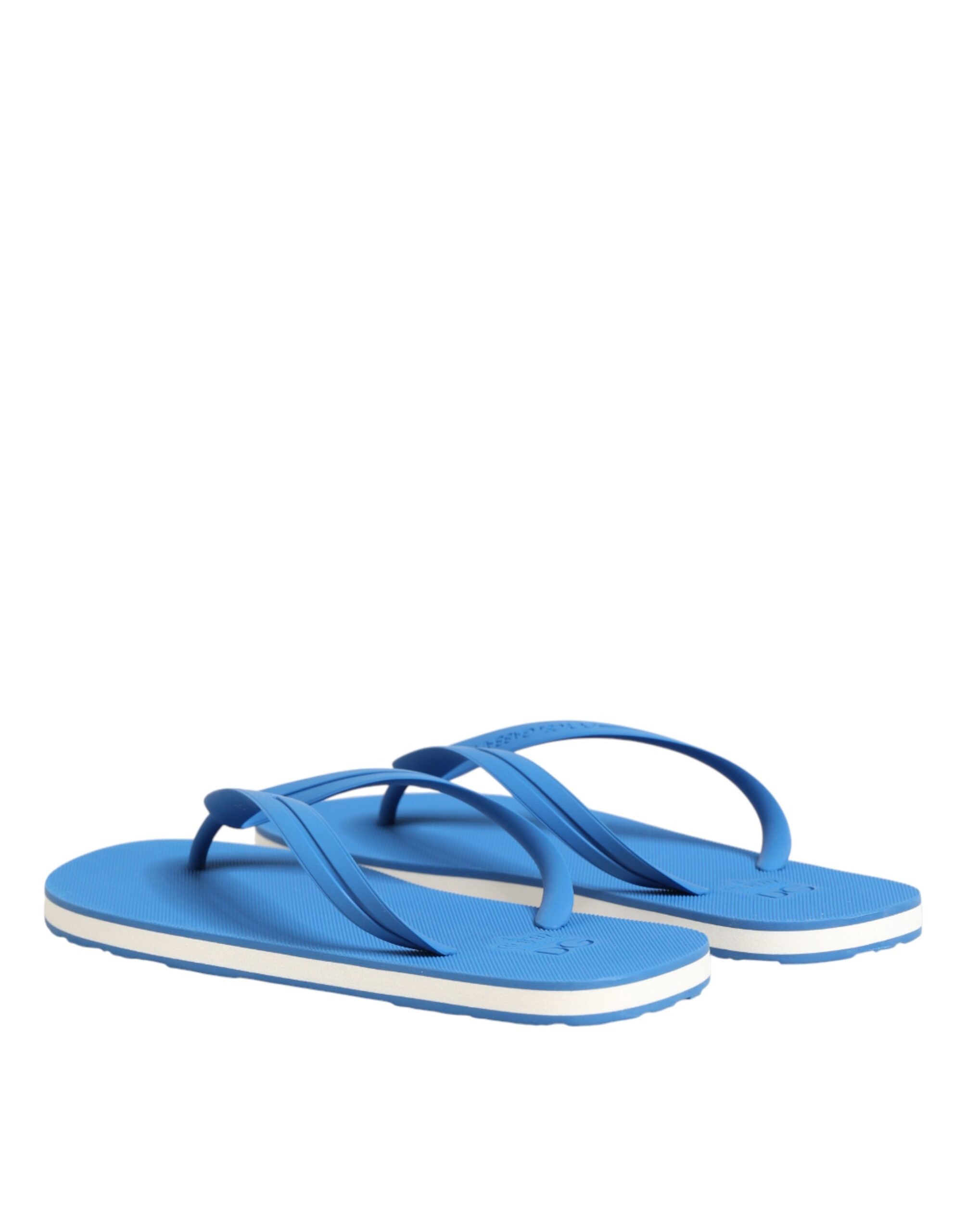 Dolce & Gabbana Blue White Logo Beachwear Flats Slipper Shoes Dolce & Gabbana