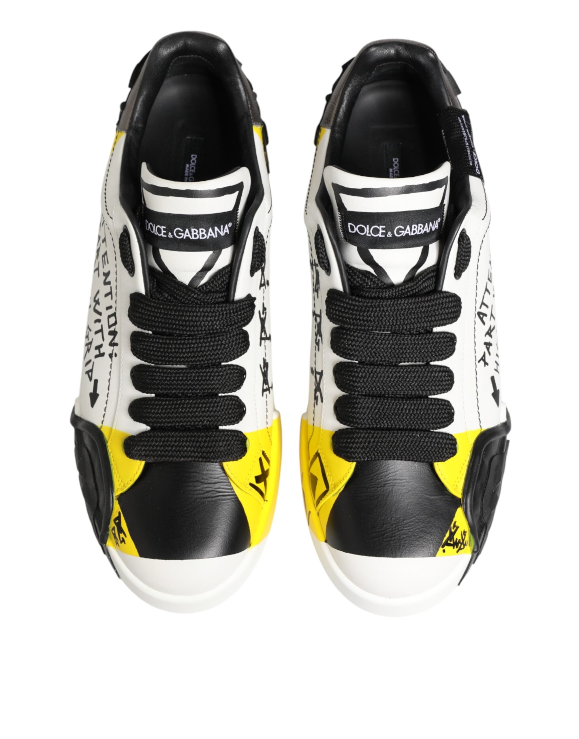 Dolce & Gabbana Multicolor Leather Graffiti Low Top Sneakers Shoes Dolce & Gabbana