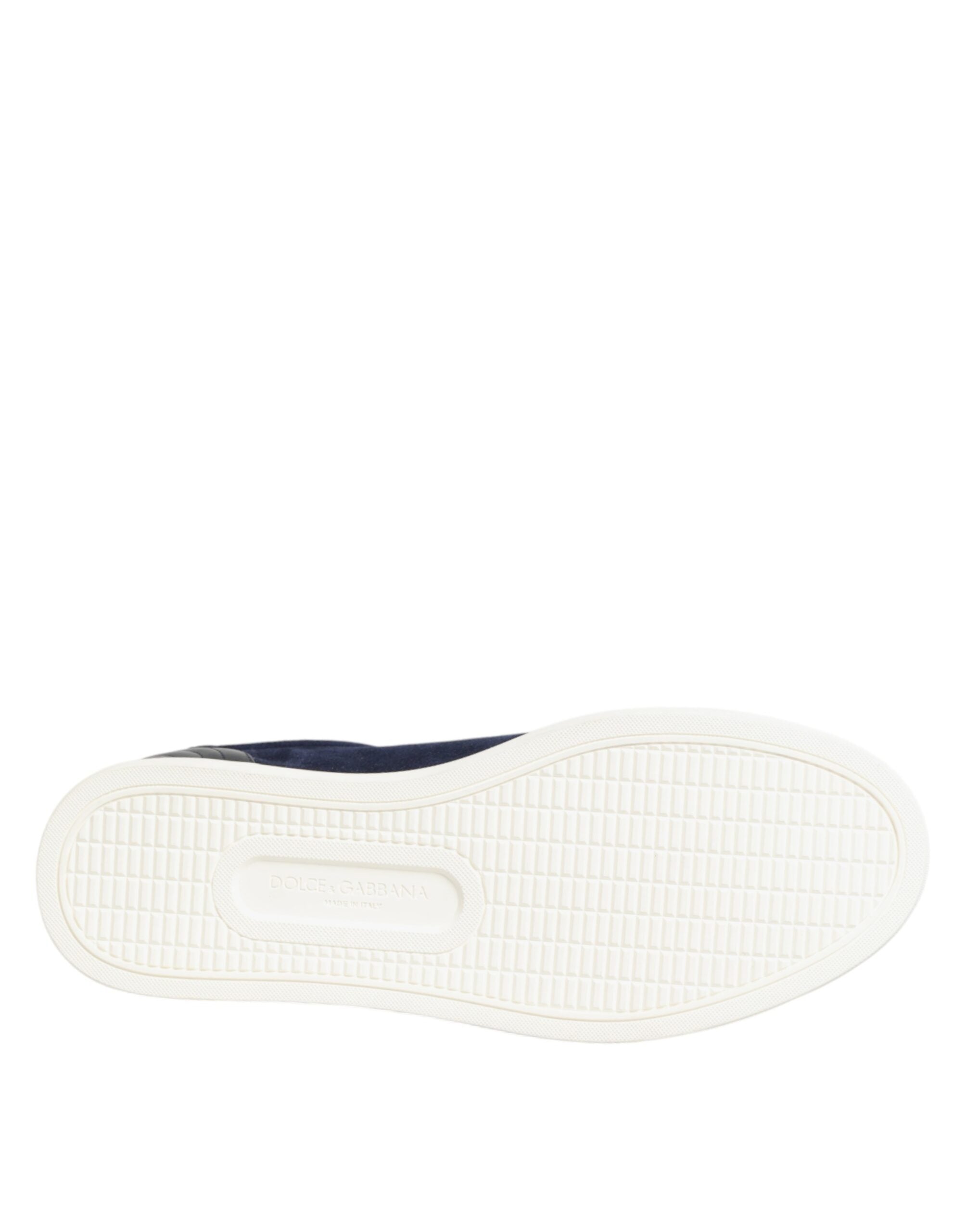 Dolce & Gabbana Blue Leather Suede Low Top Sneakers Shoes Dolce & Gabbana