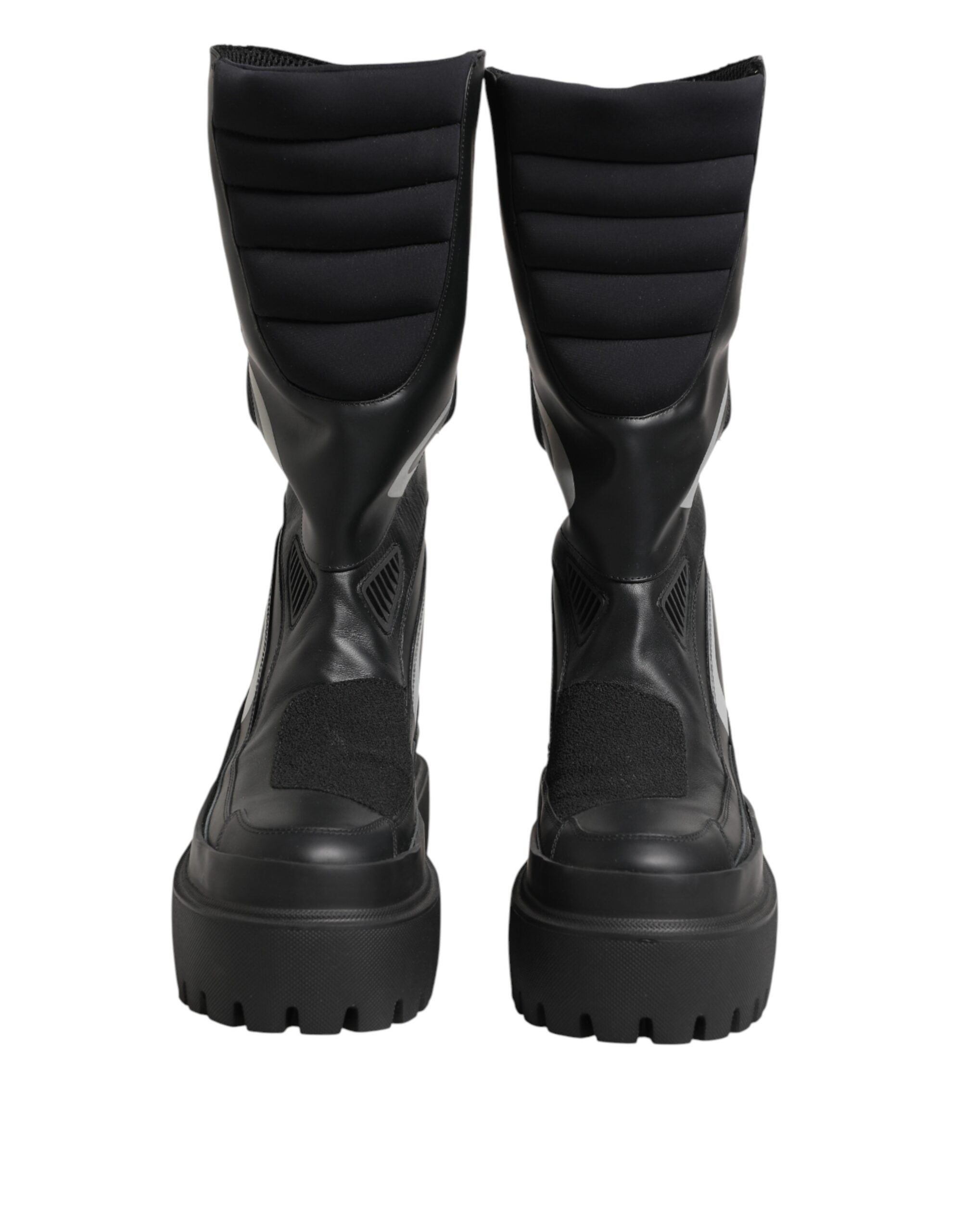 Dolce & Gabbana Black Leather Mid Calf Biker Boots Shoes Dolce & Gabbana