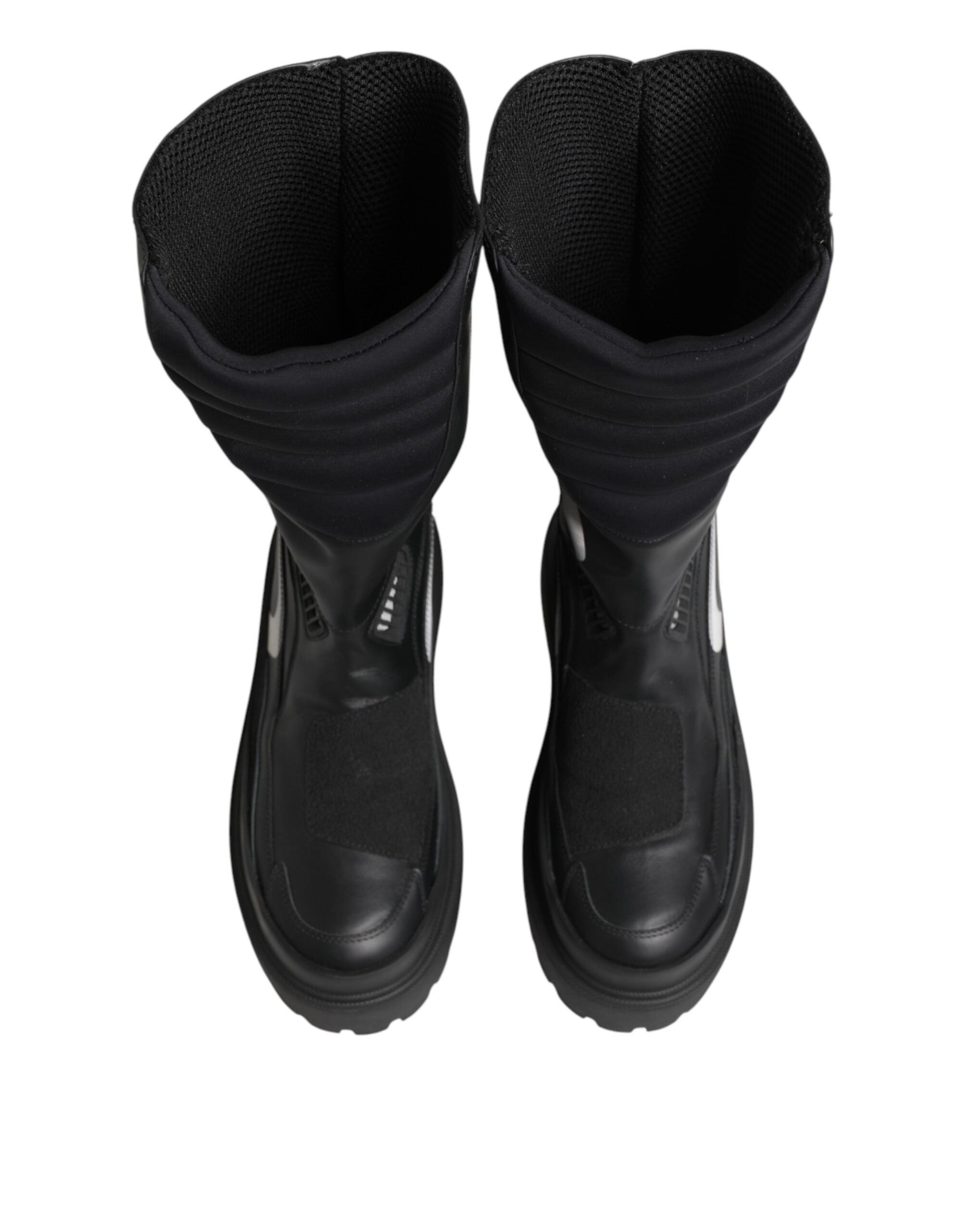 Dolce & Gabbana Black Leather Mid Calf Biker Boots Shoes Dolce & Gabbana