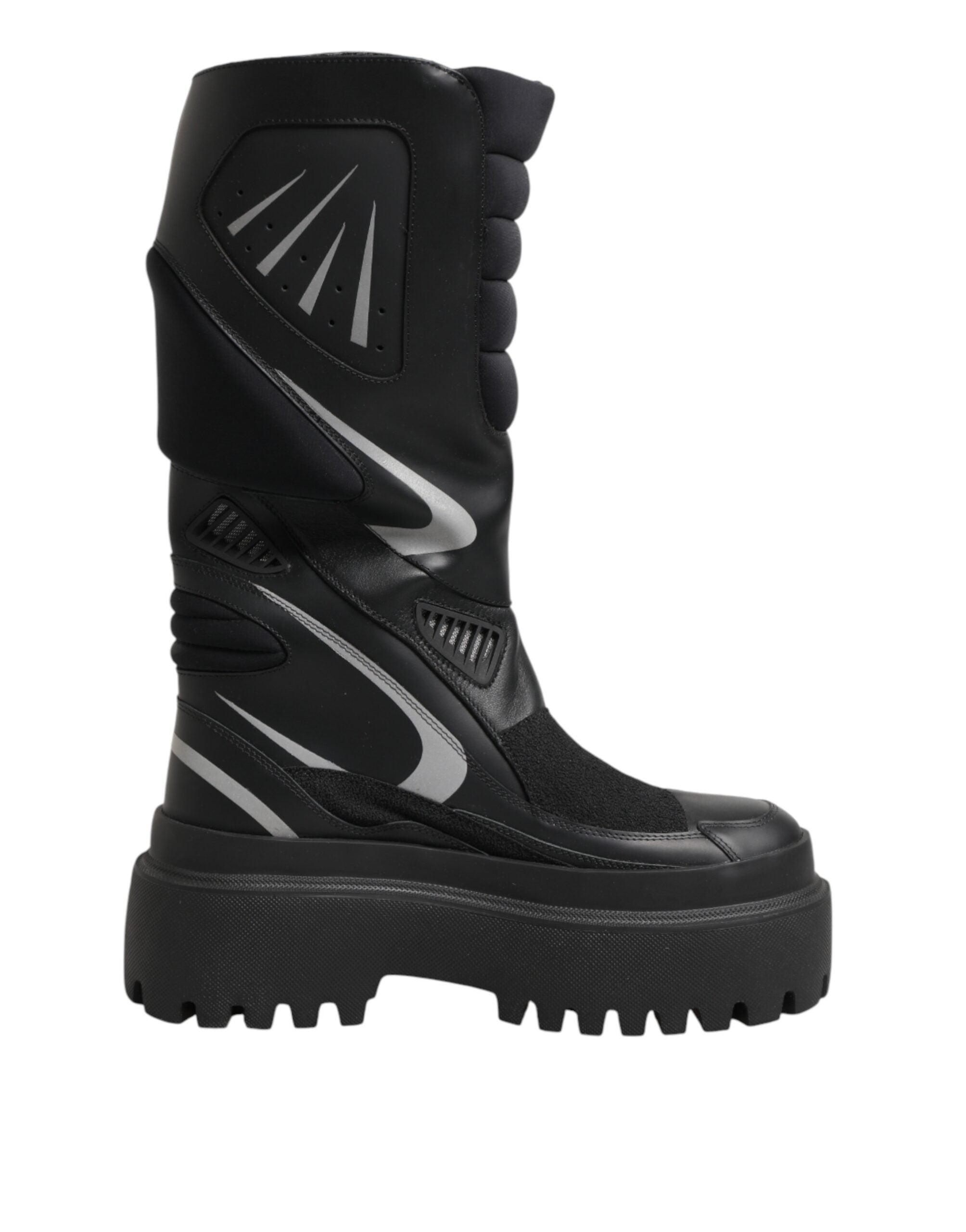 Dolce & Gabbana Black Leather Mid Calf Biker Boots Shoes Dolce & Gabbana