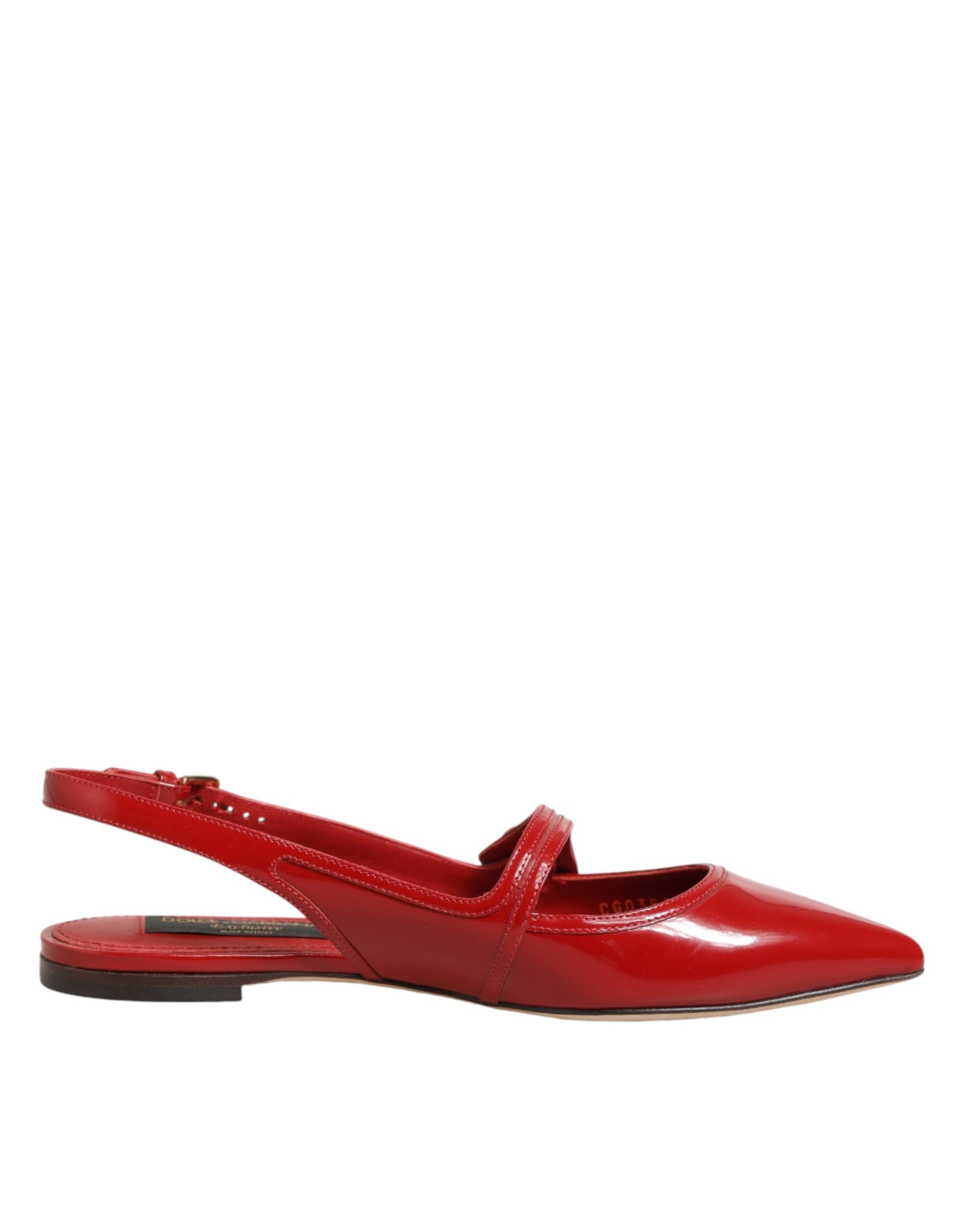 Dolce & Gabbana Red Leather Slingback Flats Sandals Shoes Dolce & Gabbana