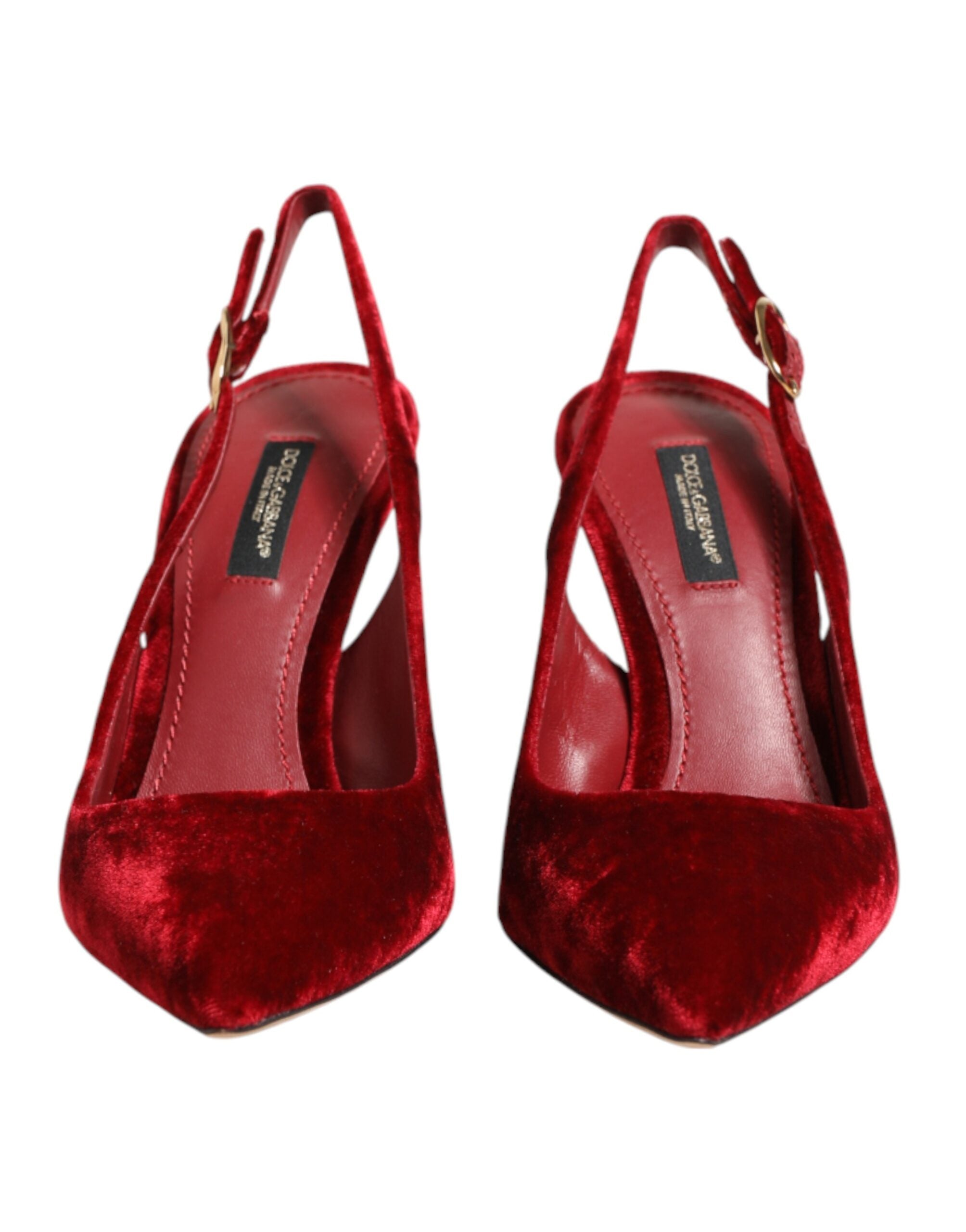 Dolce & Gabbana Red Suede High Heels Slingbacks Sandals Shoes Dolce & Gabbana