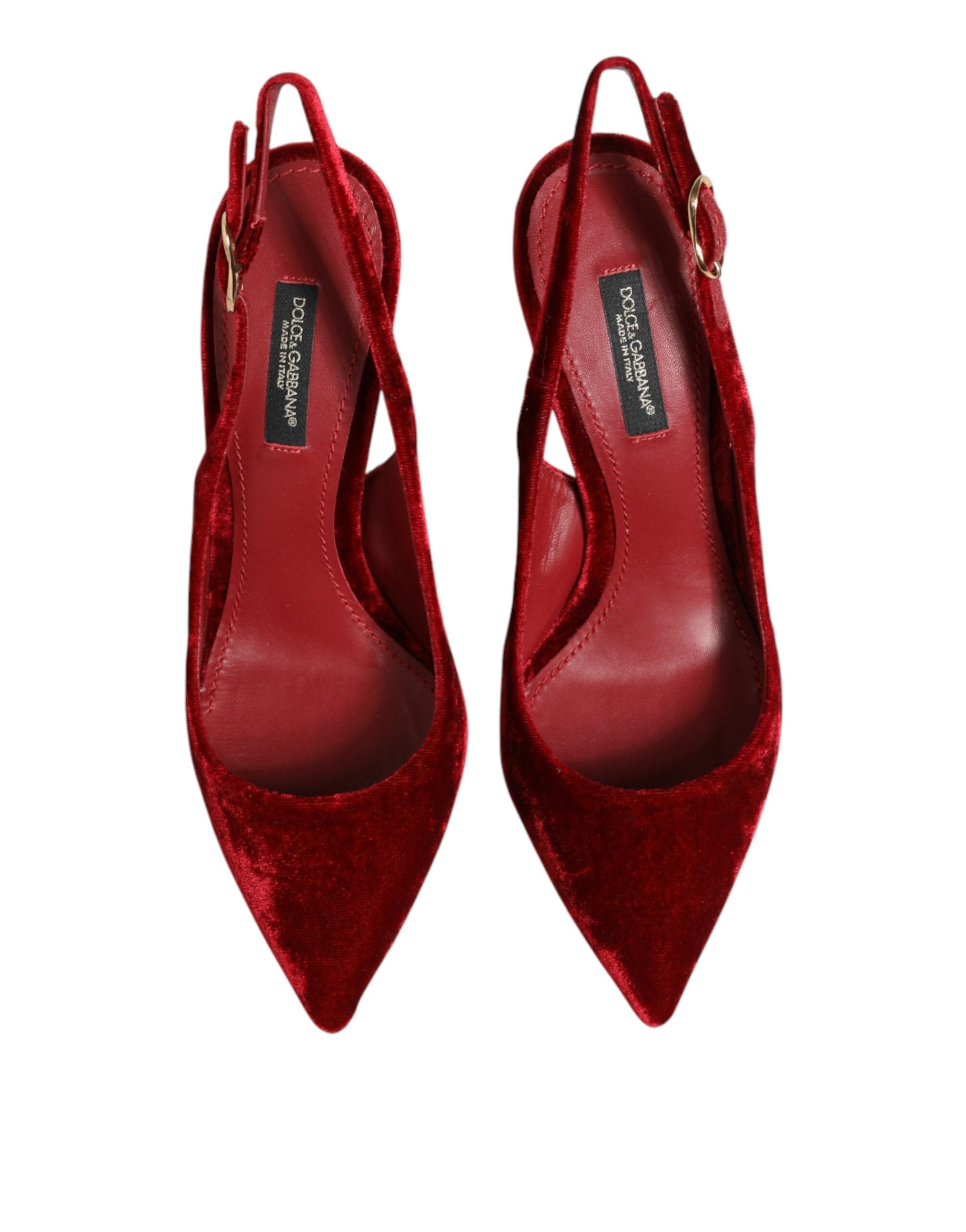 Dolce & Gabbana Red Suede High Heels Slingbacks Sandals Shoes Dolce & Gabbana