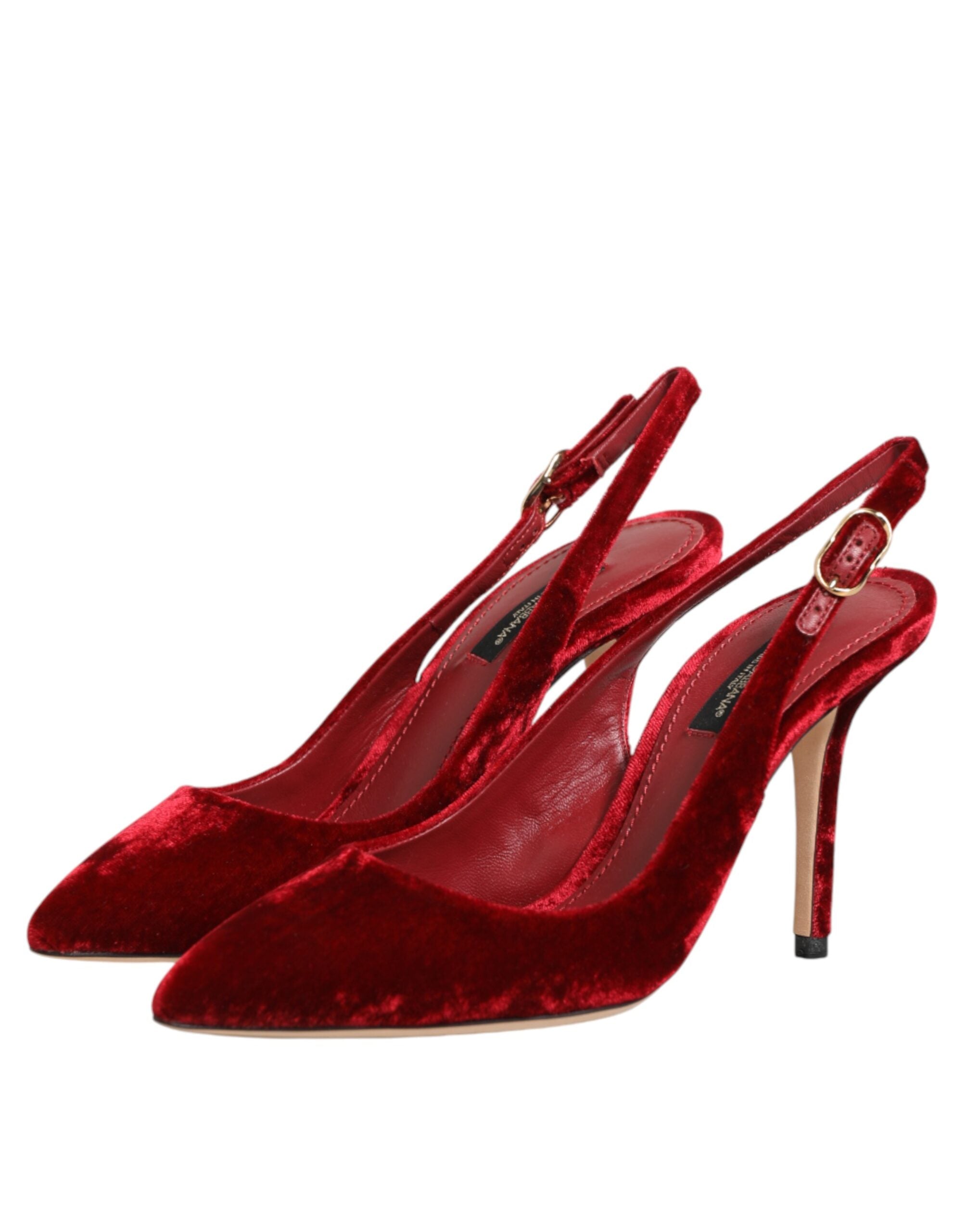 Dolce & Gabbana Red Suede High Heels Slingbacks Sandals Shoes Dolce & Gabbana