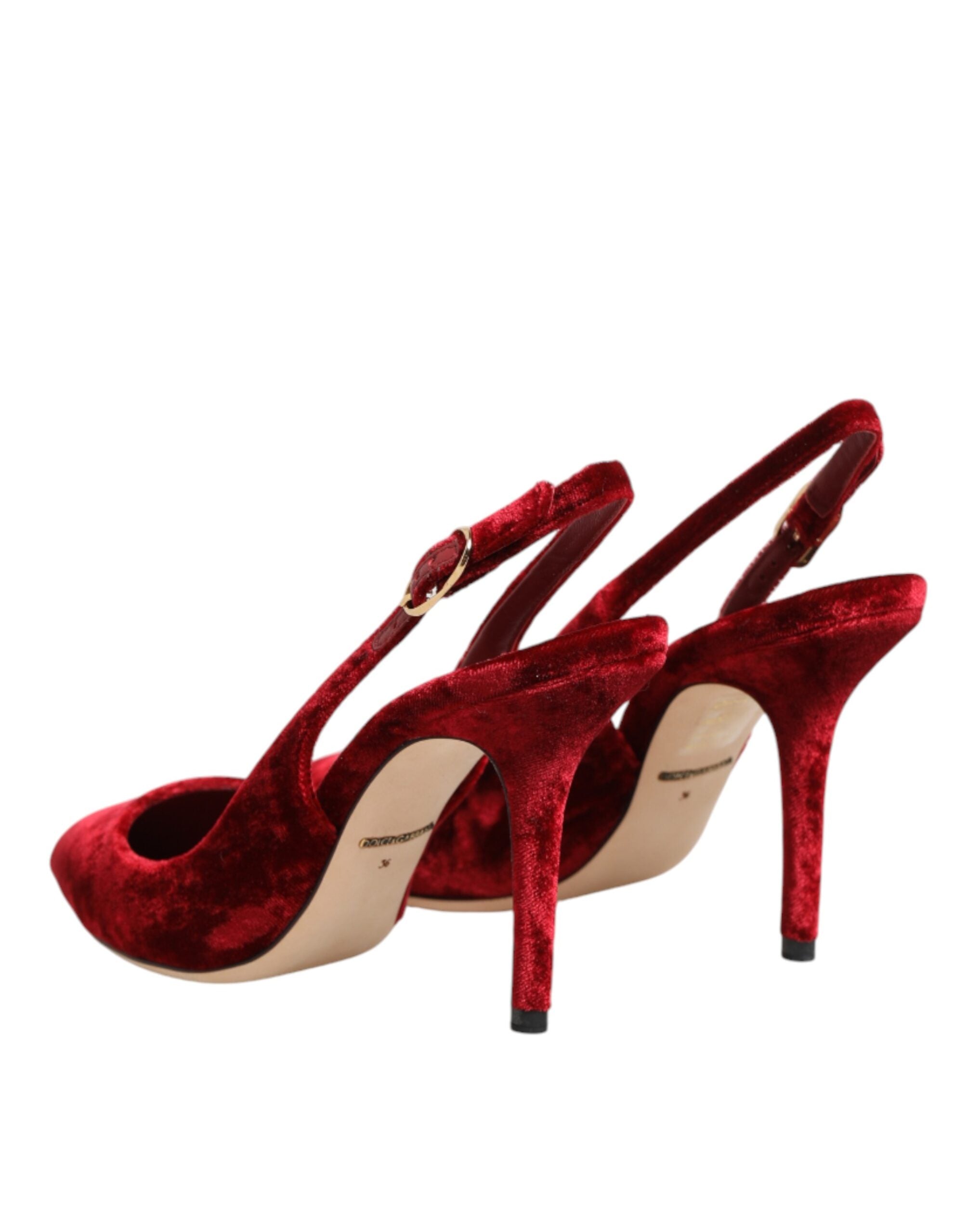 Dolce & Gabbana Red Suede High Heels Slingbacks Sandals Shoes Dolce & Gabbana