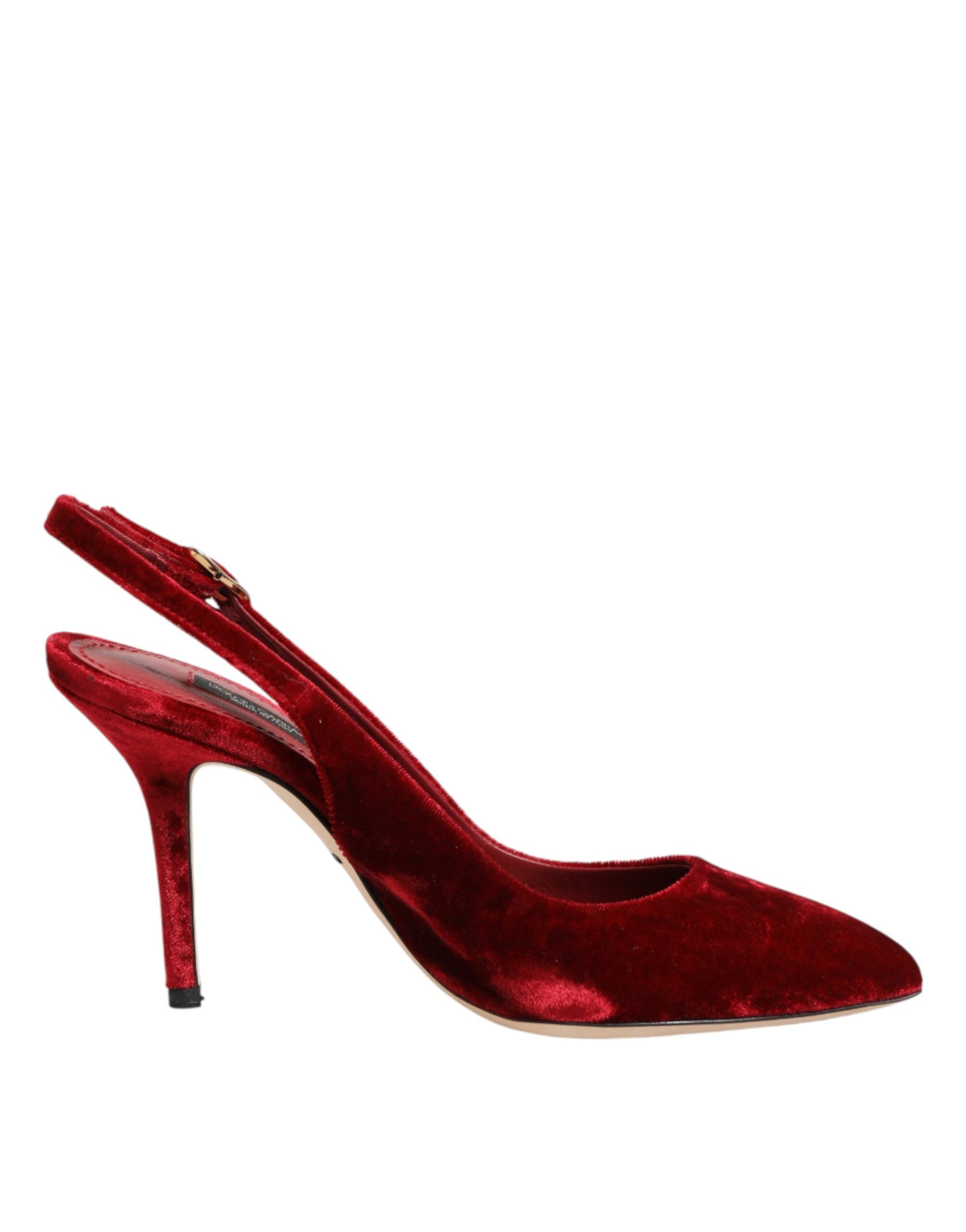 Dolce & Gabbana Red Suede High Heels Slingbacks Sandals Shoes Dolce & Gabbana