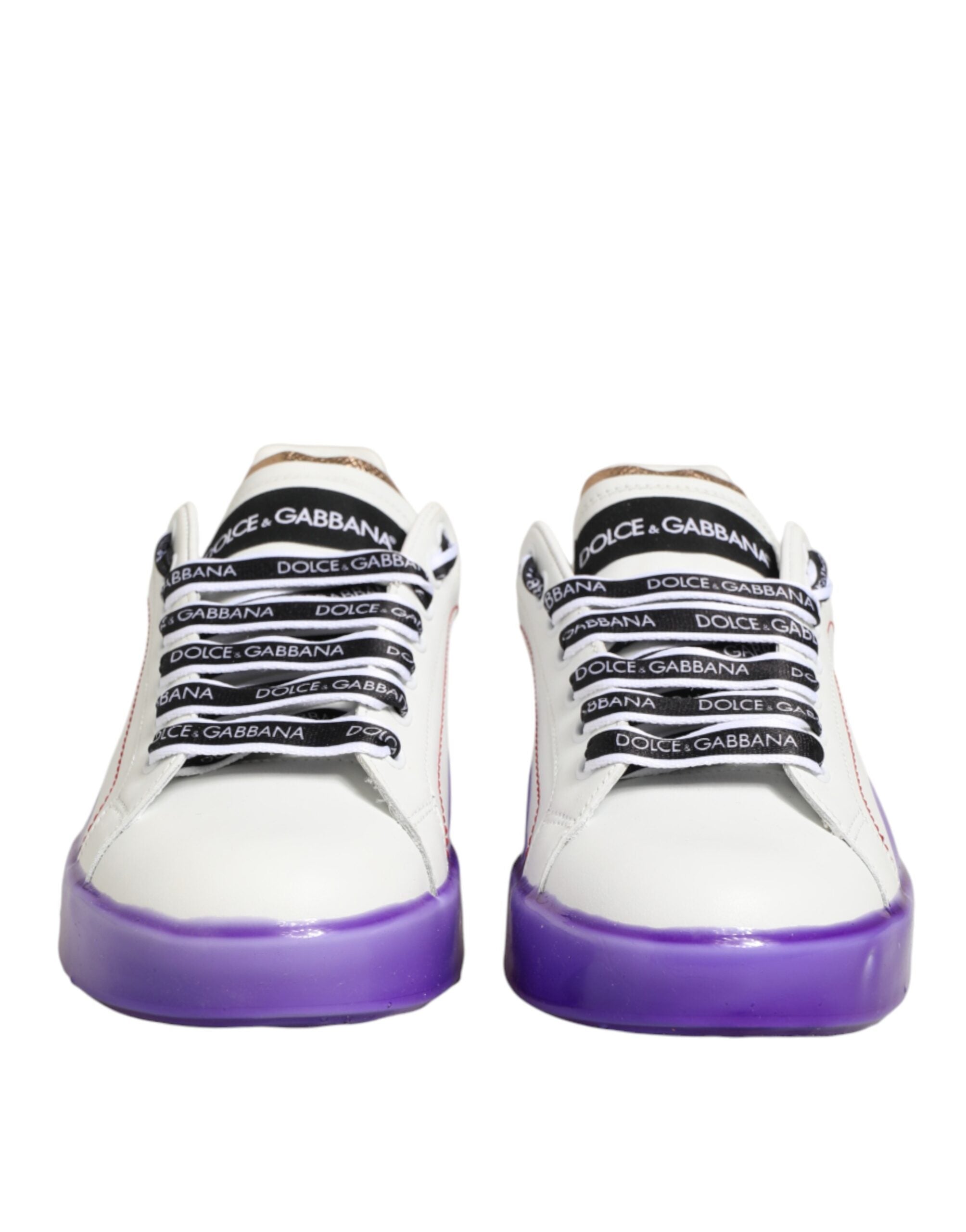 Dolce & Gabbana White Purple Leather Low Top Sneaker Shoes Dolce & Gabbana
