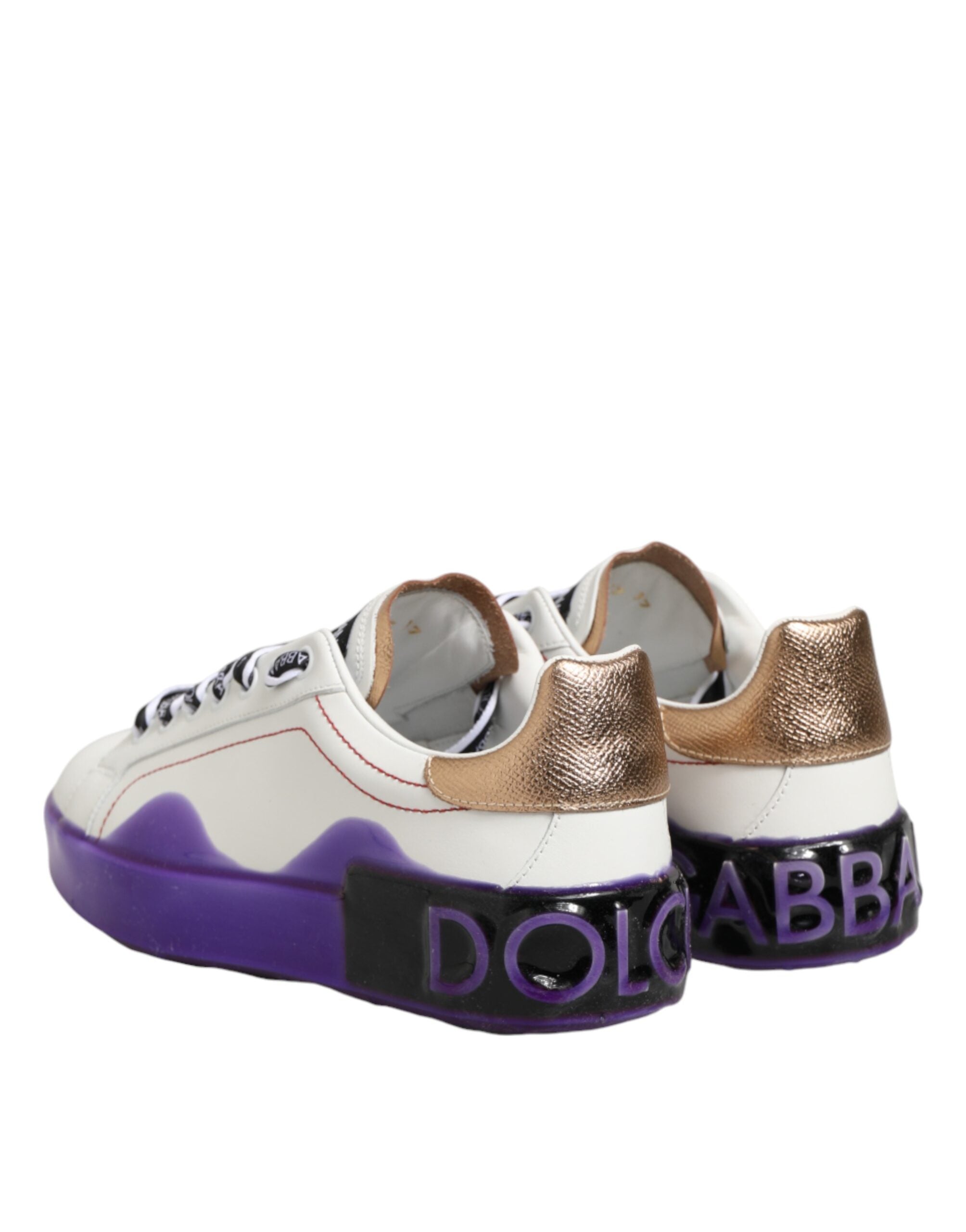 Dolce & Gabbana White Purple Leather Low Top Sneaker Shoes Dolce & Gabbana