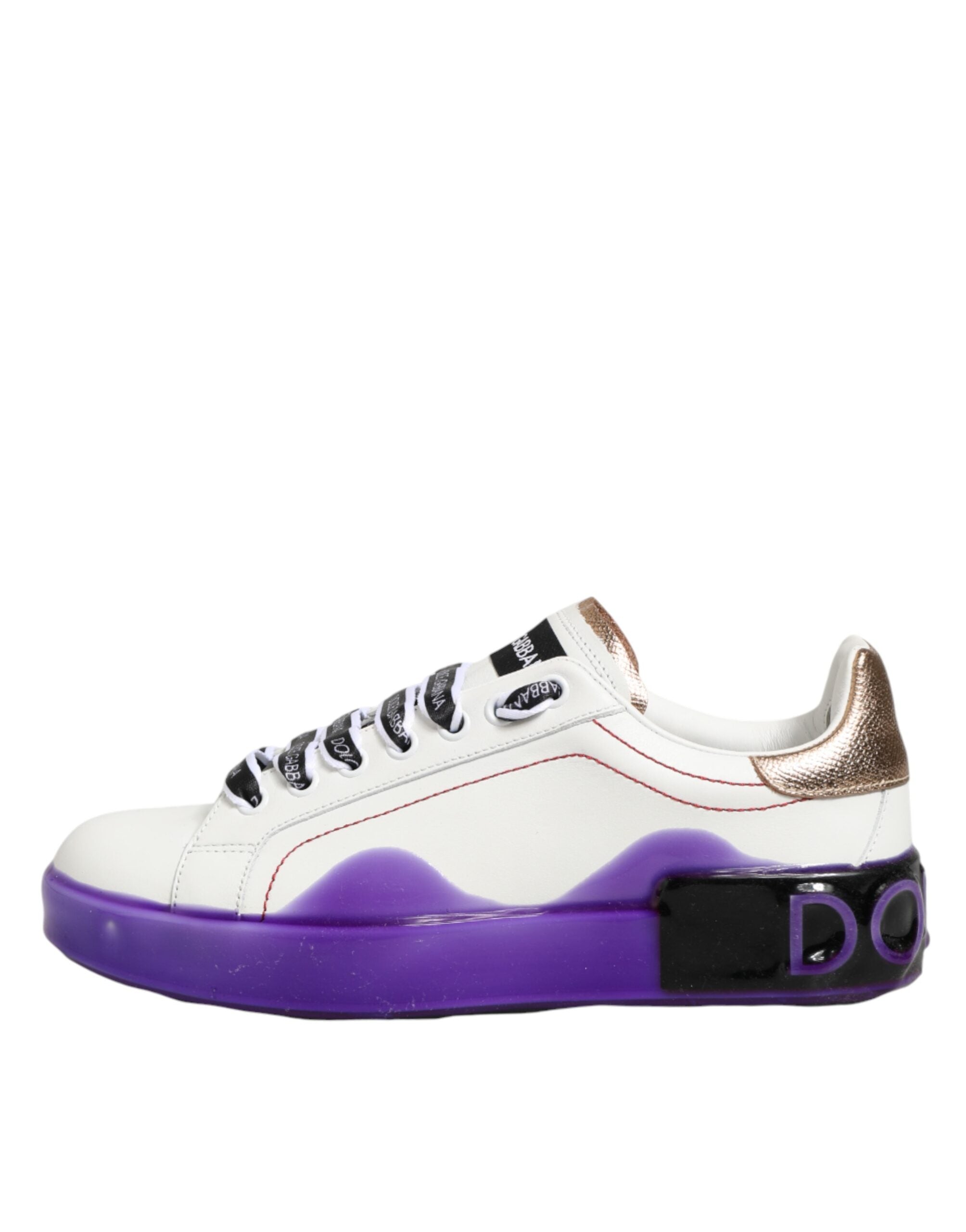 Dolce & Gabbana White Purple Leather Low Top Sneaker Shoes Dolce & Gabbana