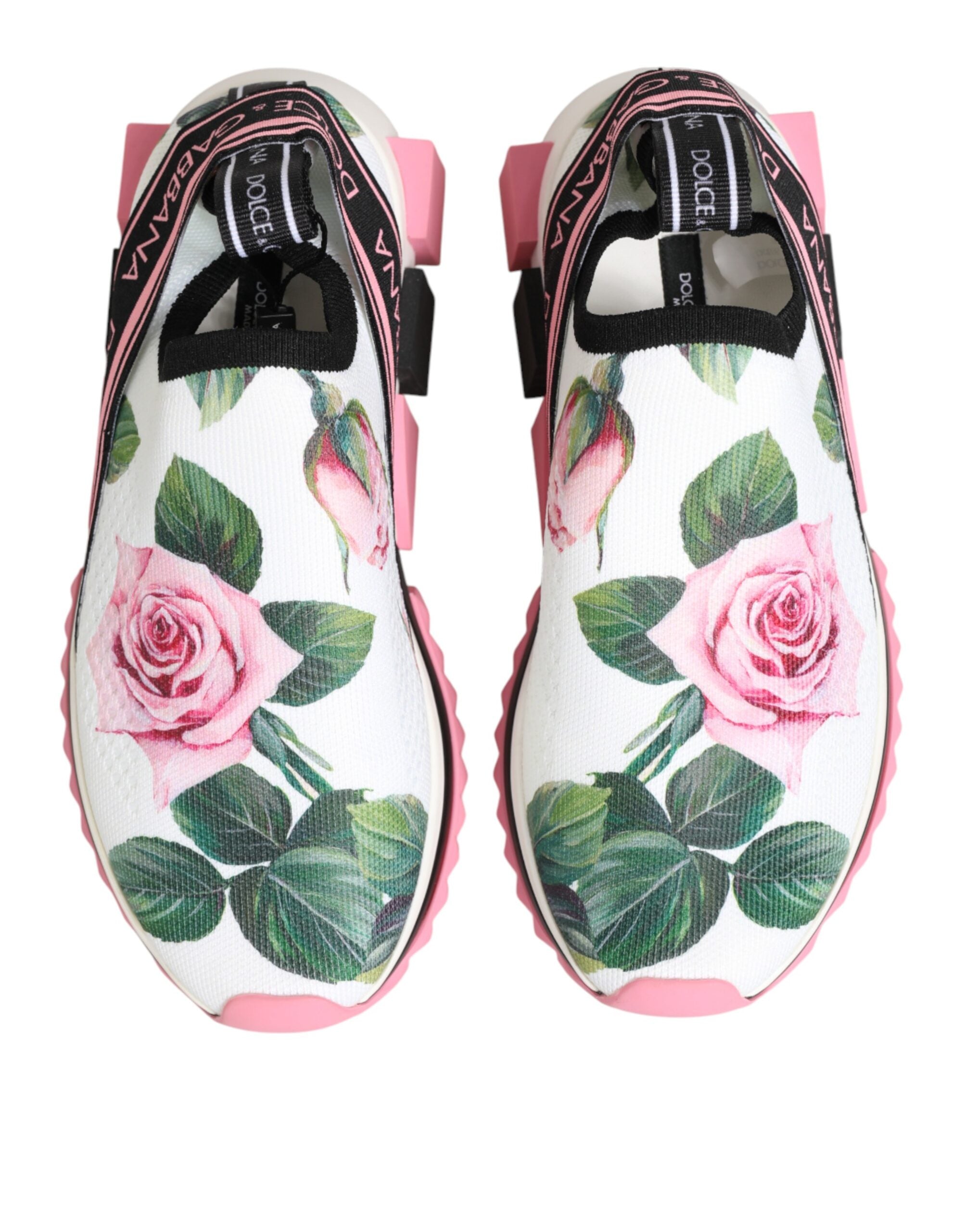 Dolce & Gabbana White Rose Print Sorrento Sneakers Shoes Dolce & Gabbana