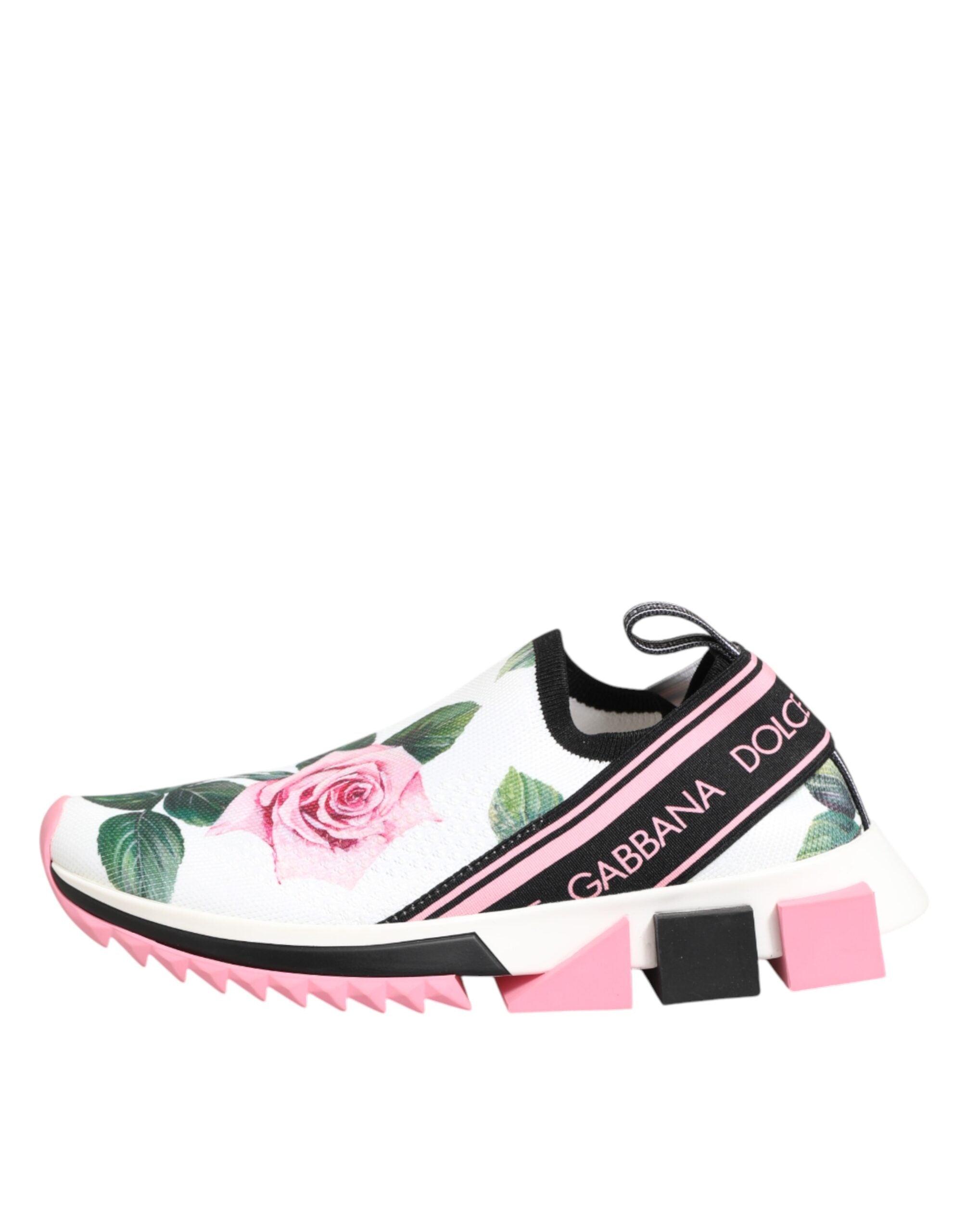 Dolce & Gabbana White Rose Print Sorrento Sneakers Shoes Dolce & Gabbana