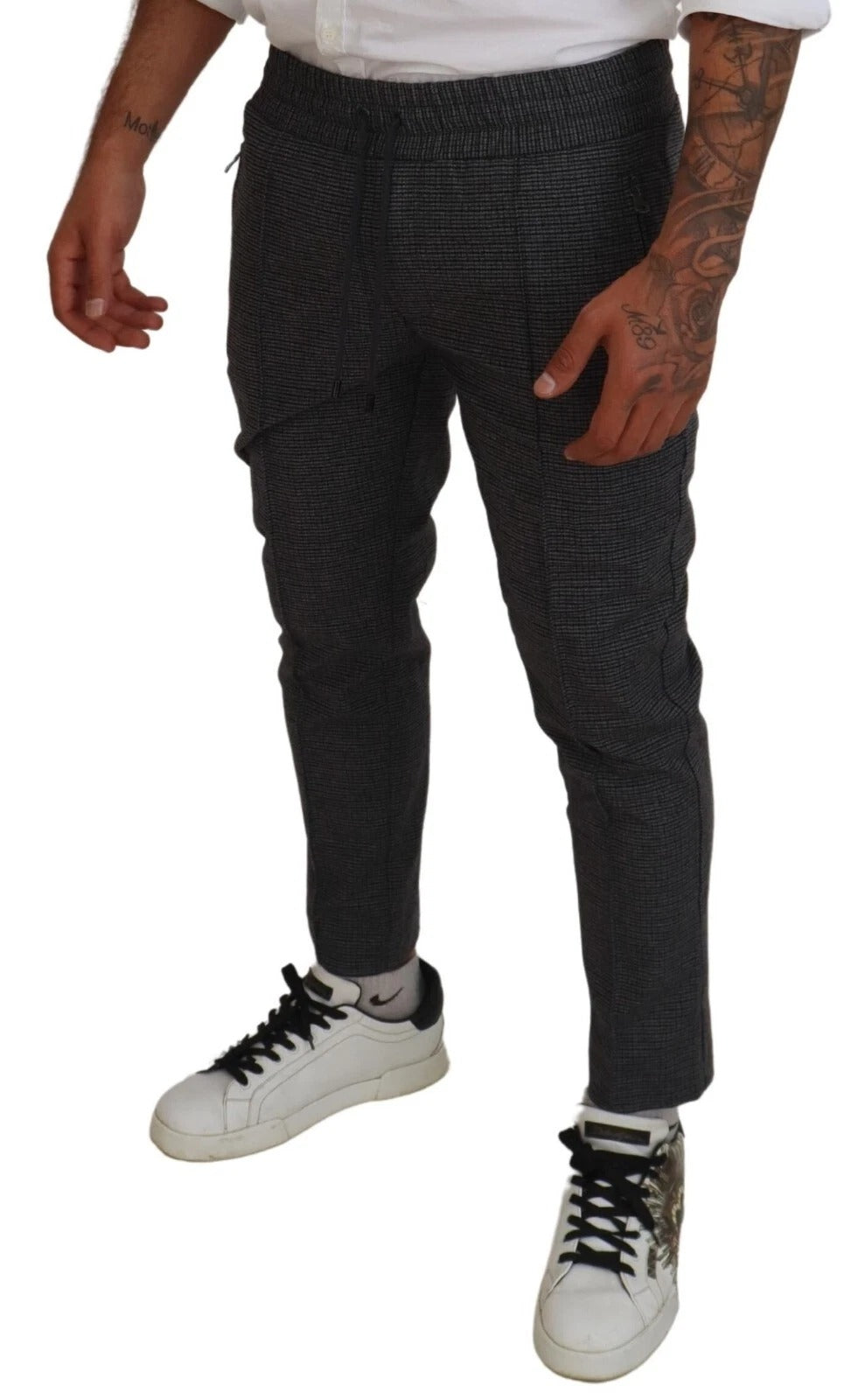 Dolce & Gabbana Gray Striped Wool Skinny Trouser Pants Dolce & Gabbana