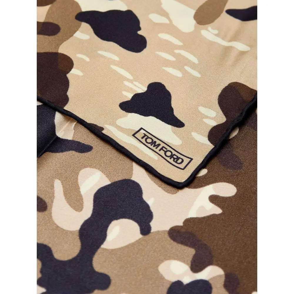 Tom Ford Beige Silk Pocket Square Tom Ford