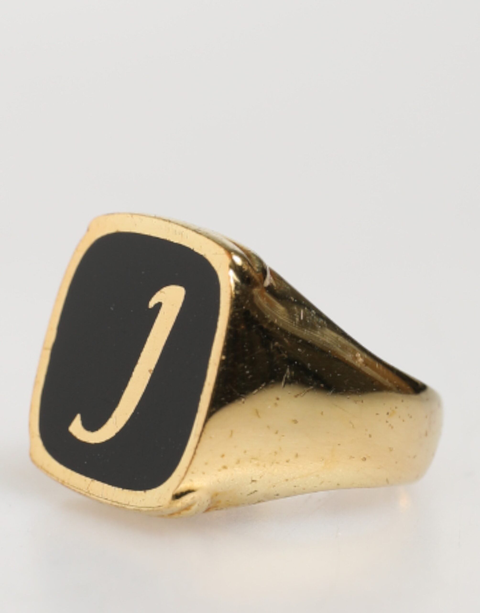 Dolce & Gabbana Gold-Tone Real Brass Black Enamel "J" Adjustable Rings Dolce & Gabbana