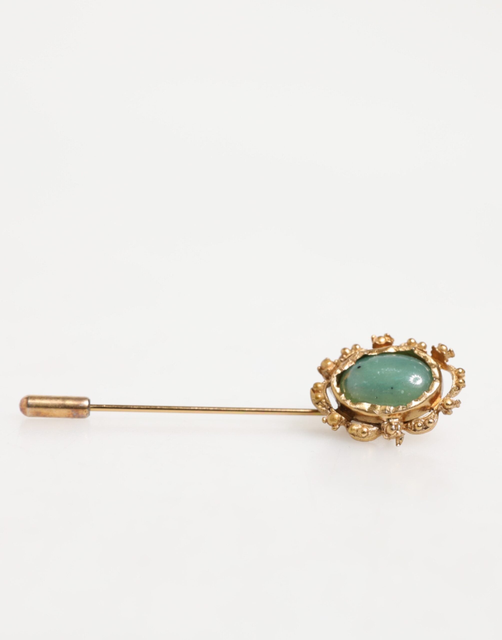 Dolce & Gabbana Gold Tone Green Stone Antique Men Accessory Brooch Pin Dolce & Gabbana