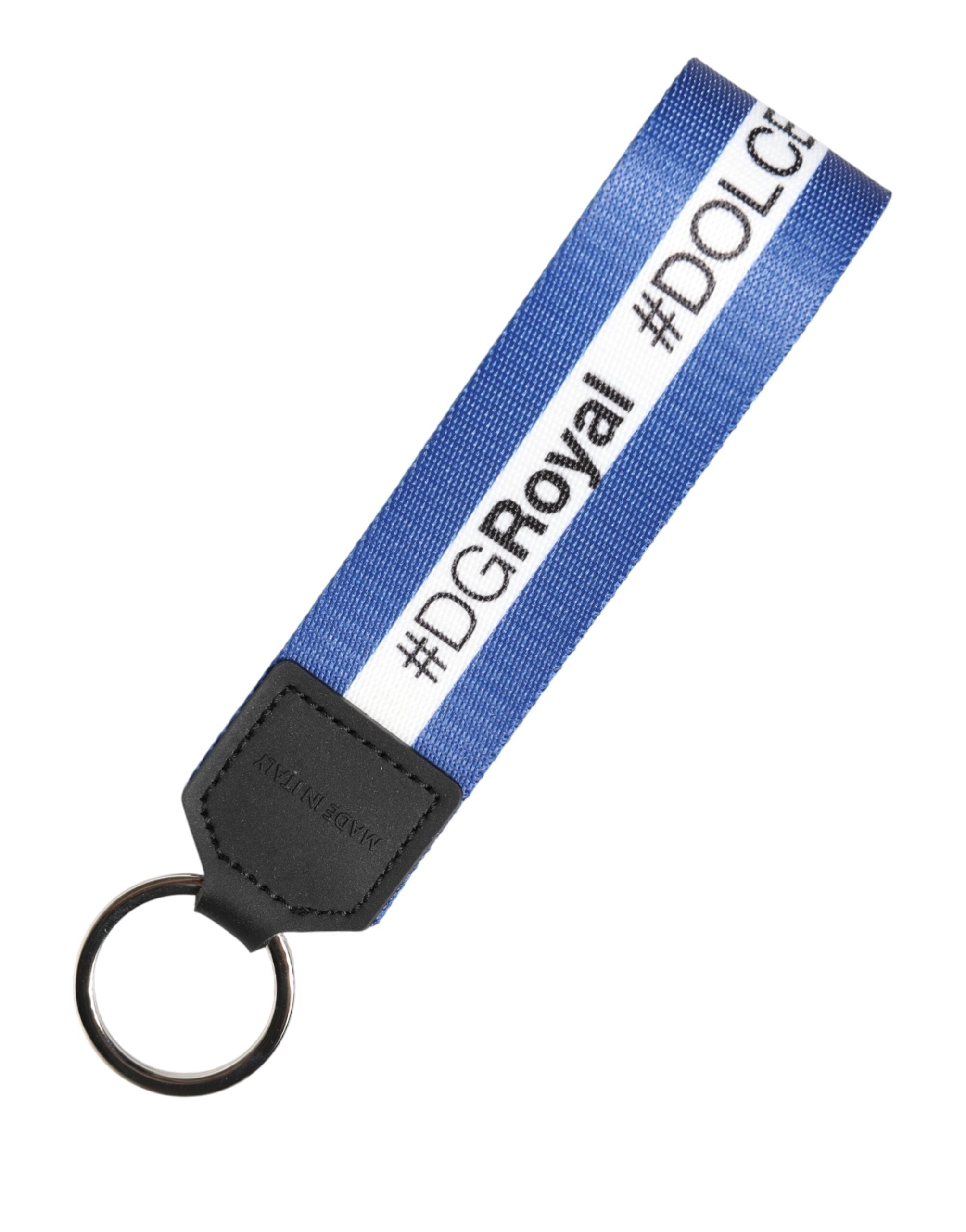 Dolce & Gabbana White Blue Logo Polyester PVC Holder Keychain Keyring Dolce & Gabbana