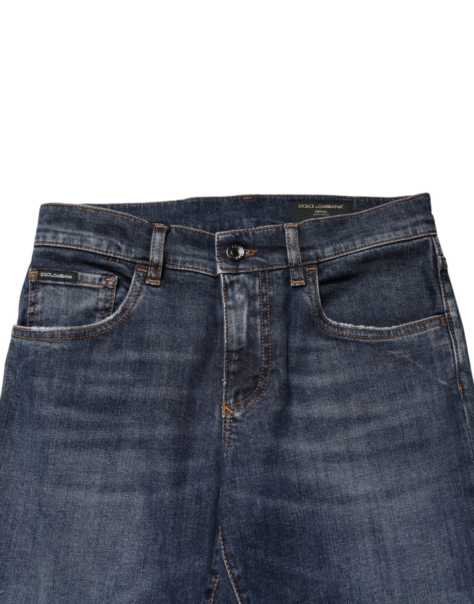 Dolce & Gabbana Blue Cotton Stretch Skinny Men Denim Jeans Dolce & Gabbana