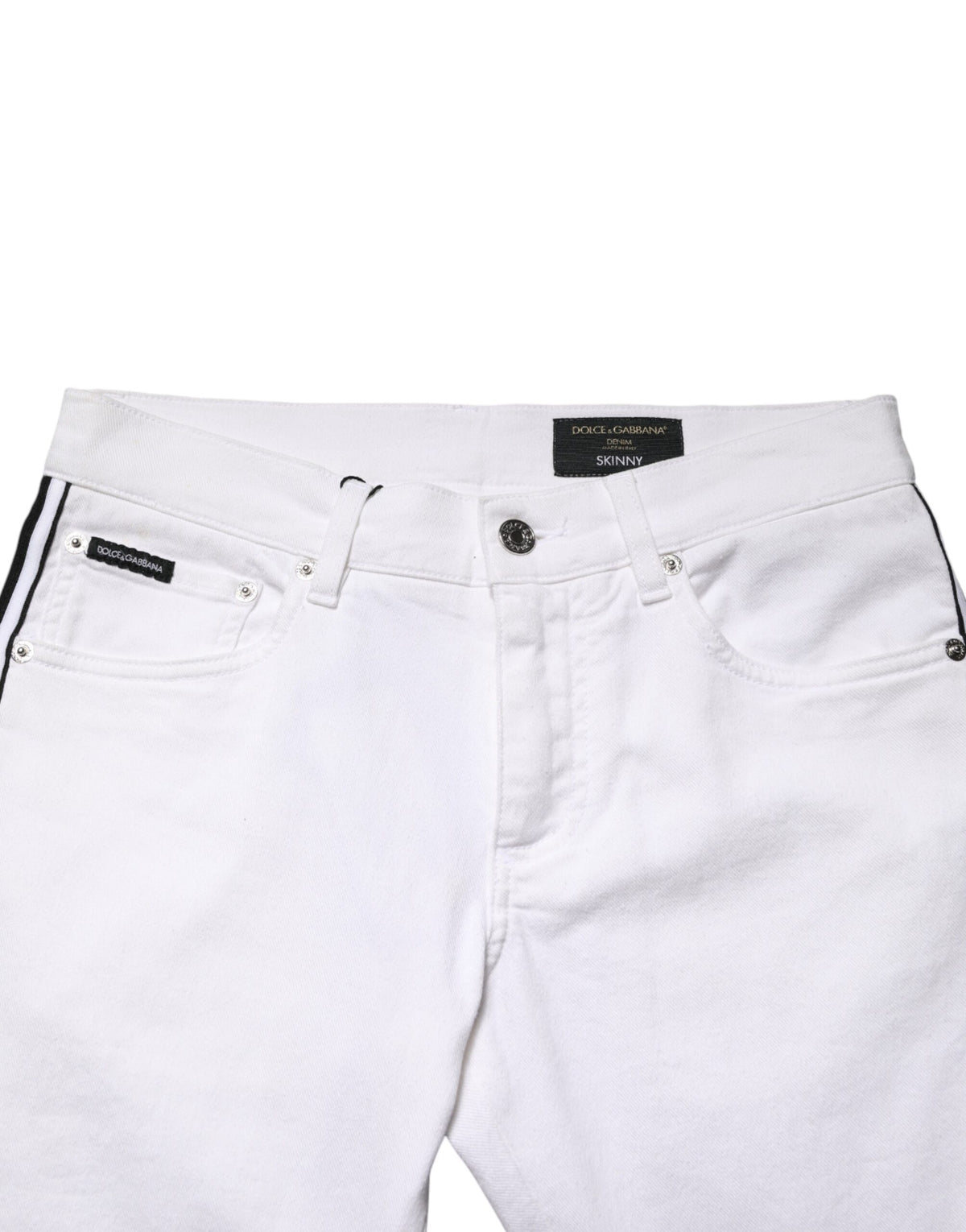 Dolce & Gabbana White Cotton Stretch Skinny Men Denim Jeans
