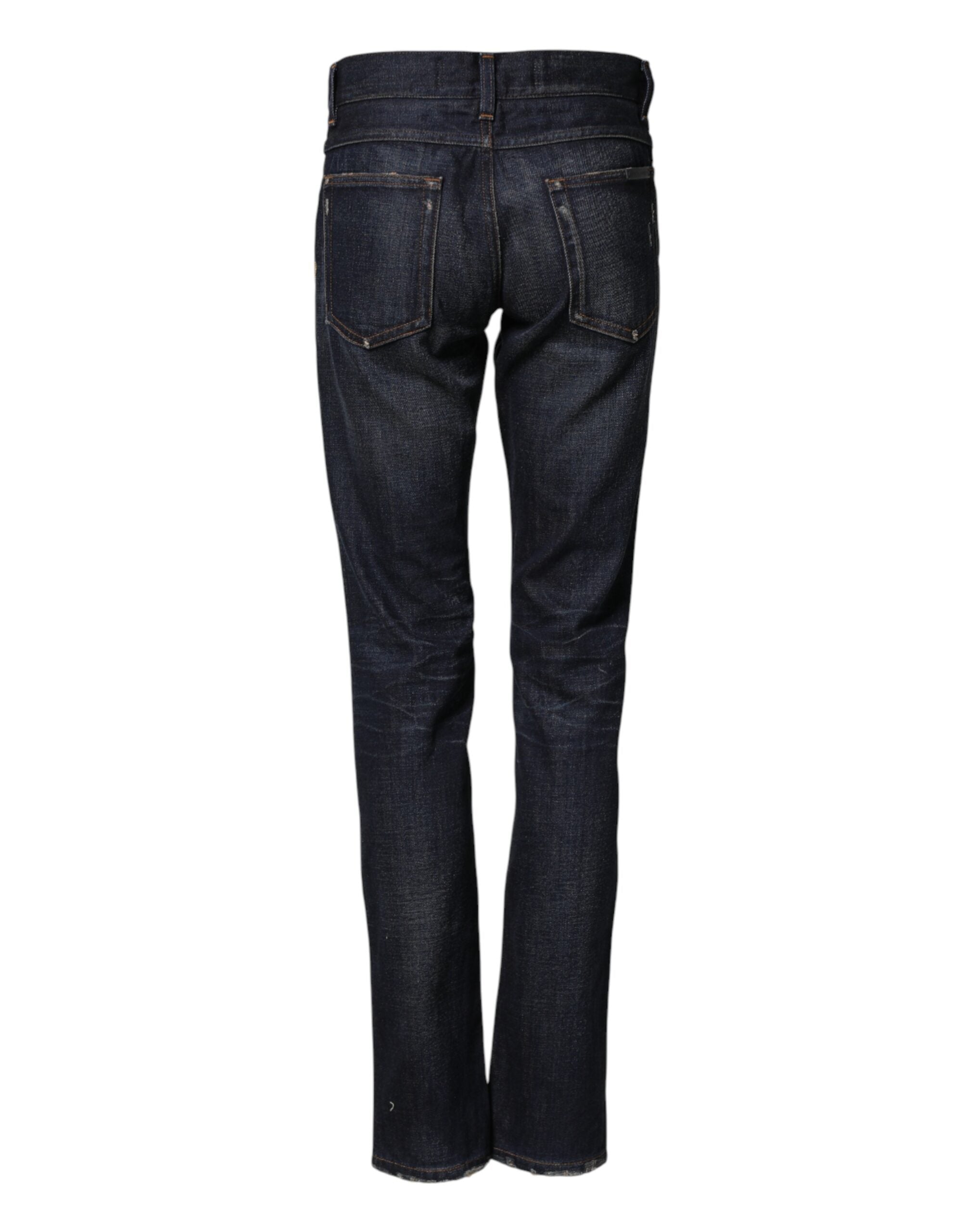 Dolce & Gabbana Dark Blue Watch GOLD Men Skinny Denim Jeans Dolce & Gabbana