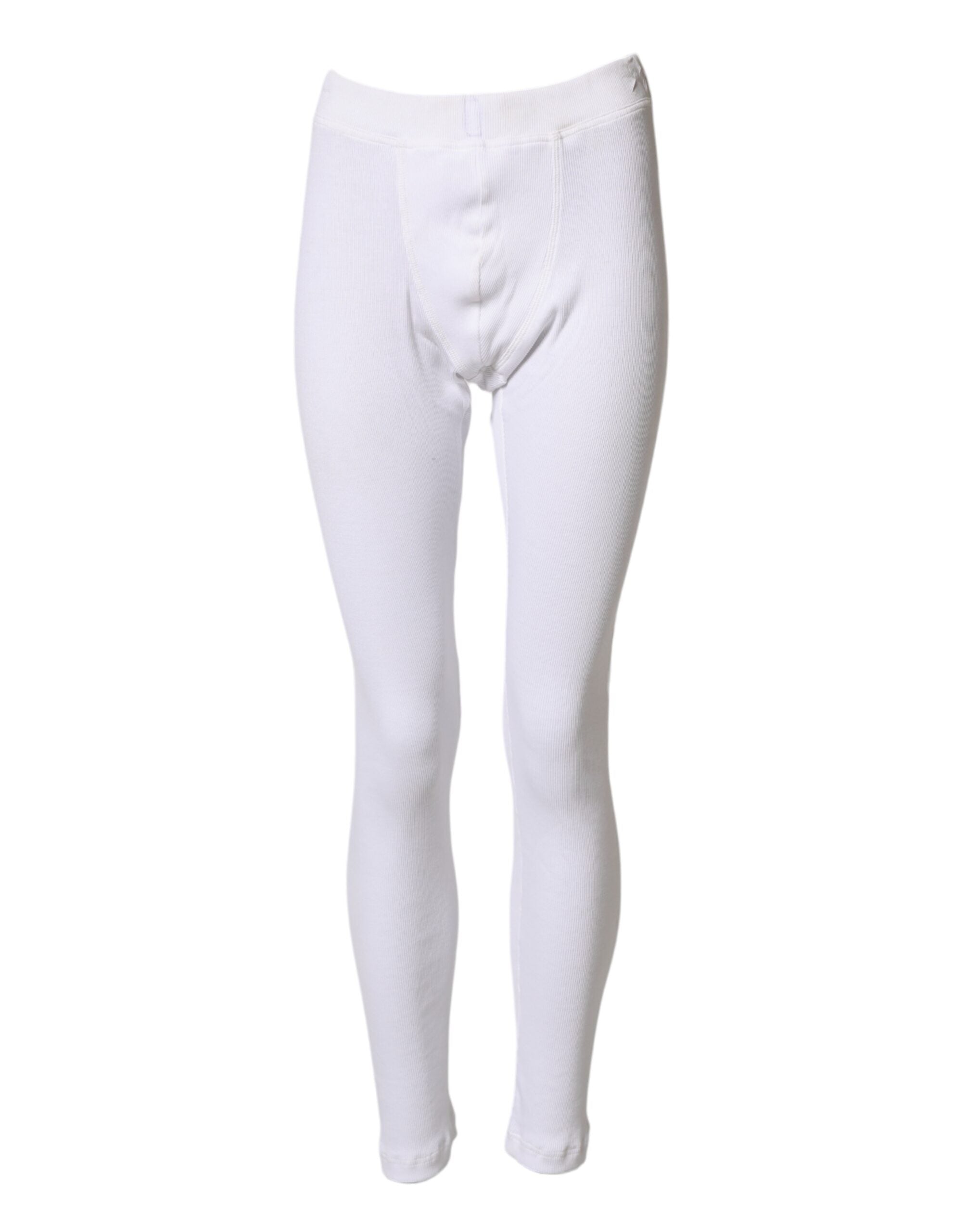 Dolce & Gabbana White Cotton Mid Waist Tights Leggings Pants Dolce & Gabbana