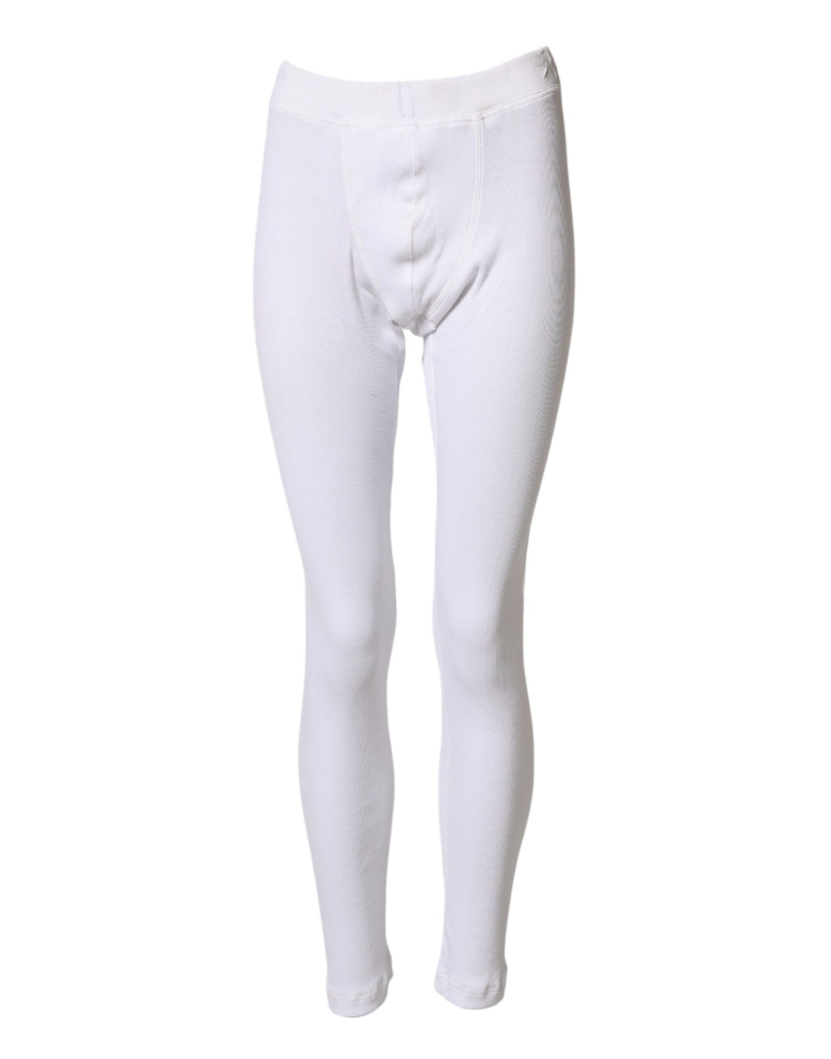 Dolce & Gabbana White Cotton Mid Waist Tights Leggings Pants