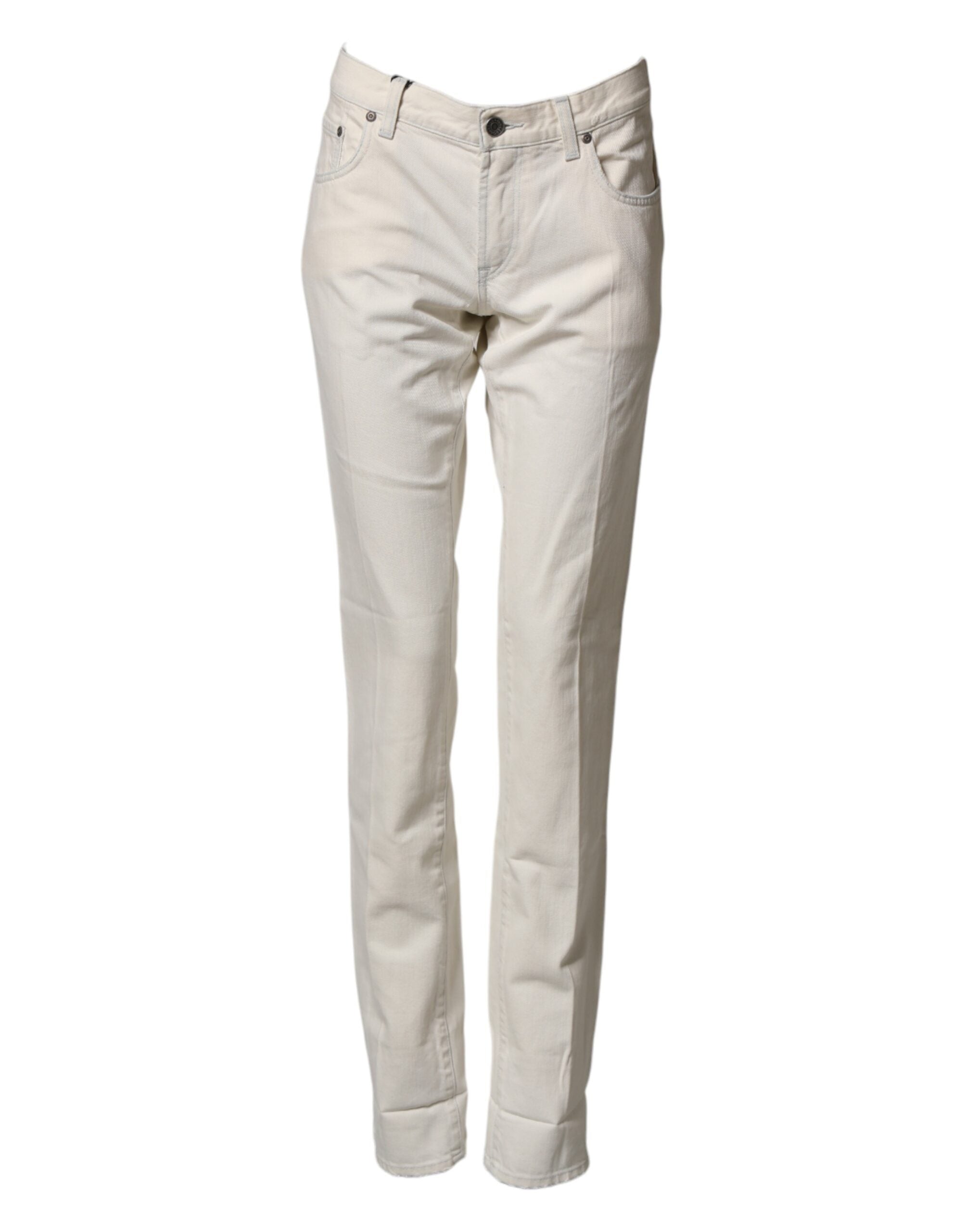 Dolce & Gabbana White Cotton Skinny Denim Trouser Men Jeans Dolce & Gabbana