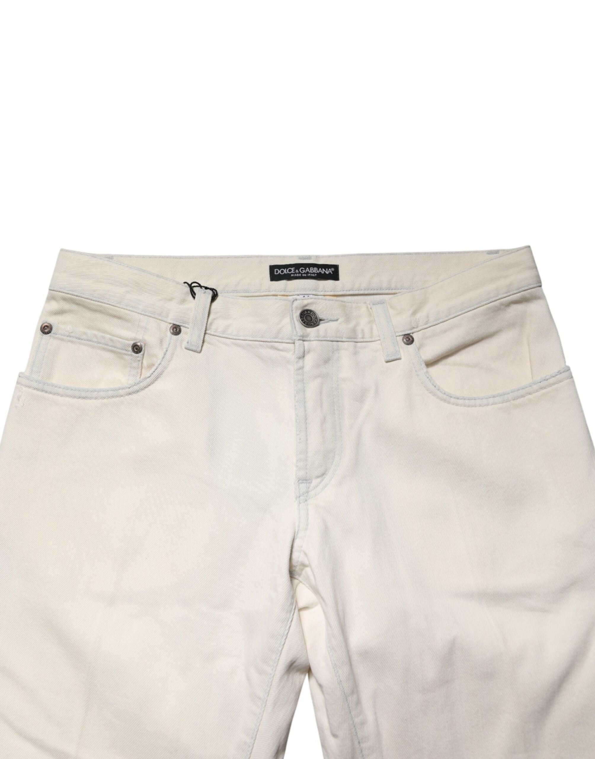 Dolce & Gabbana White Cotton Skinny Denim Trouser Men Jeans Dolce & Gabbana