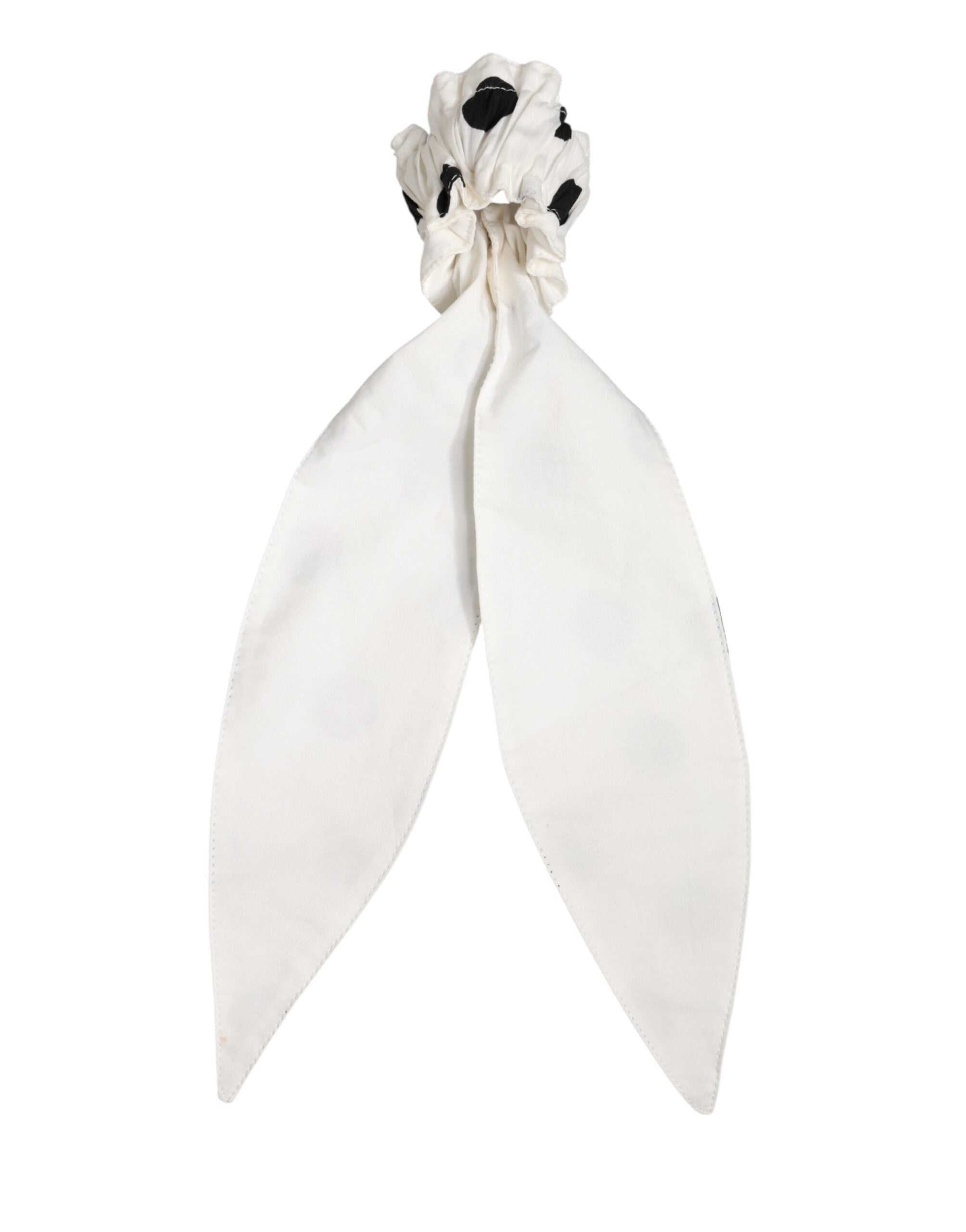Dolce & Gabbana Scrunchie White Cotton Polka Dot Scarf Tie Accessory Hair Dolce & Gabbana