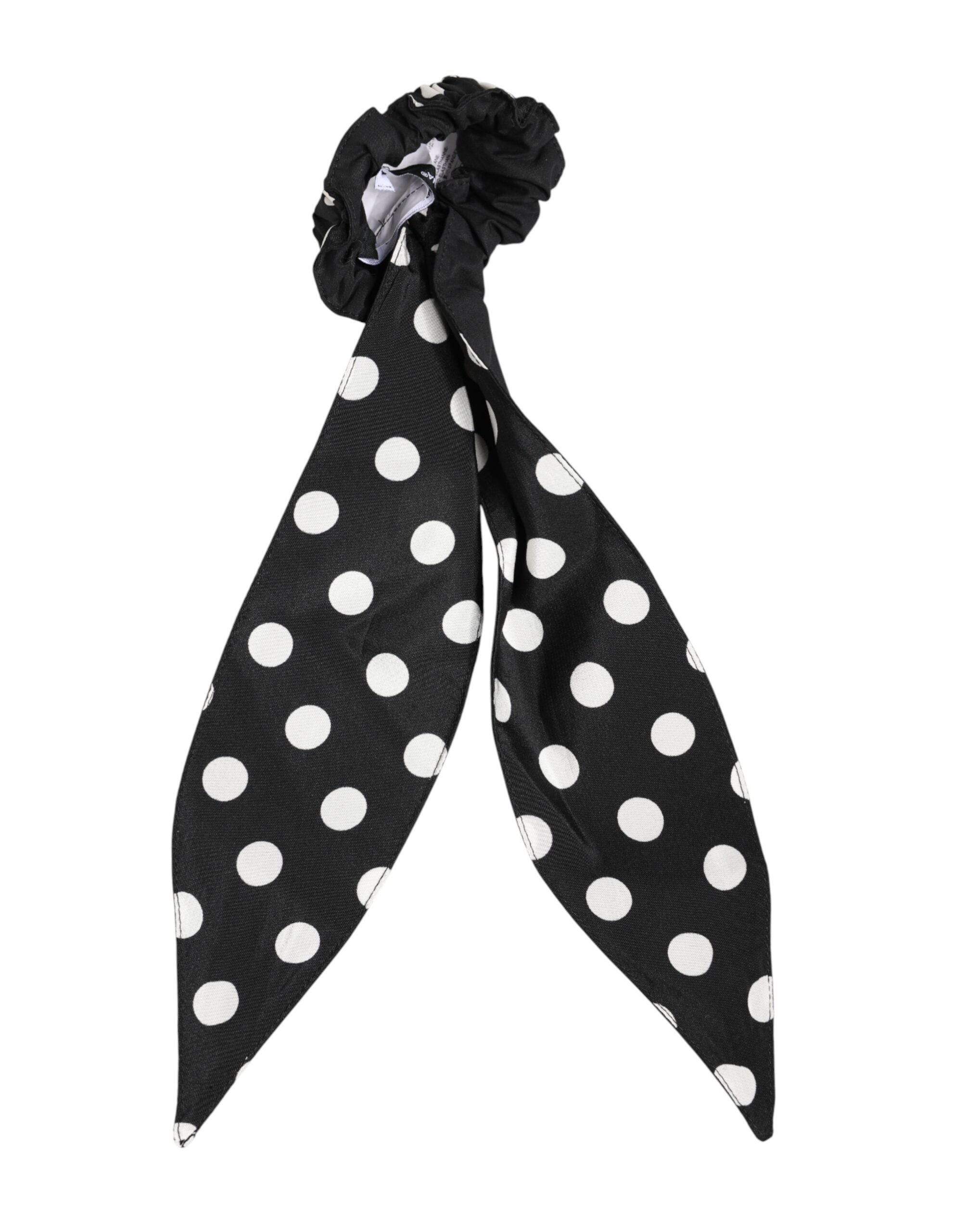 Dolce & Gabbana Black Cotton Polka Dot Scarf Tie Accessory Hair Scrunchie Dolce & Gabbana
