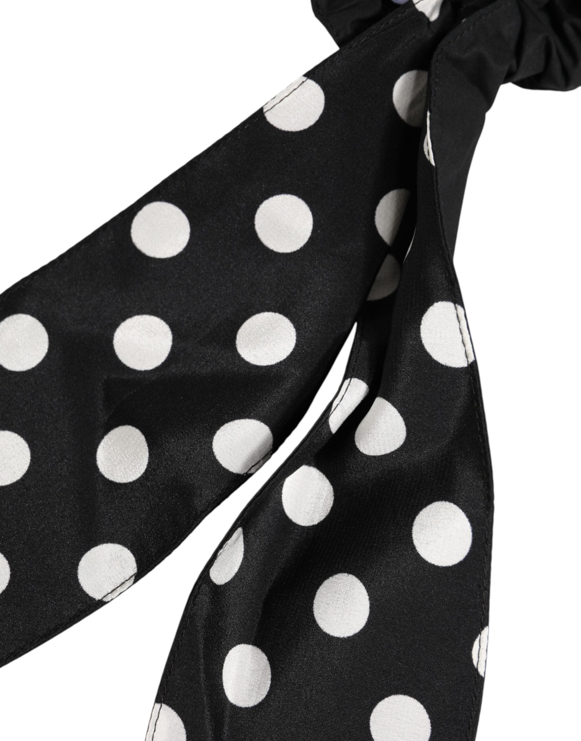 Dolce & Gabbana Black Cotton Polka Dot Scarf Tie Accessory Hair Scrunchie Dolce & Gabbana