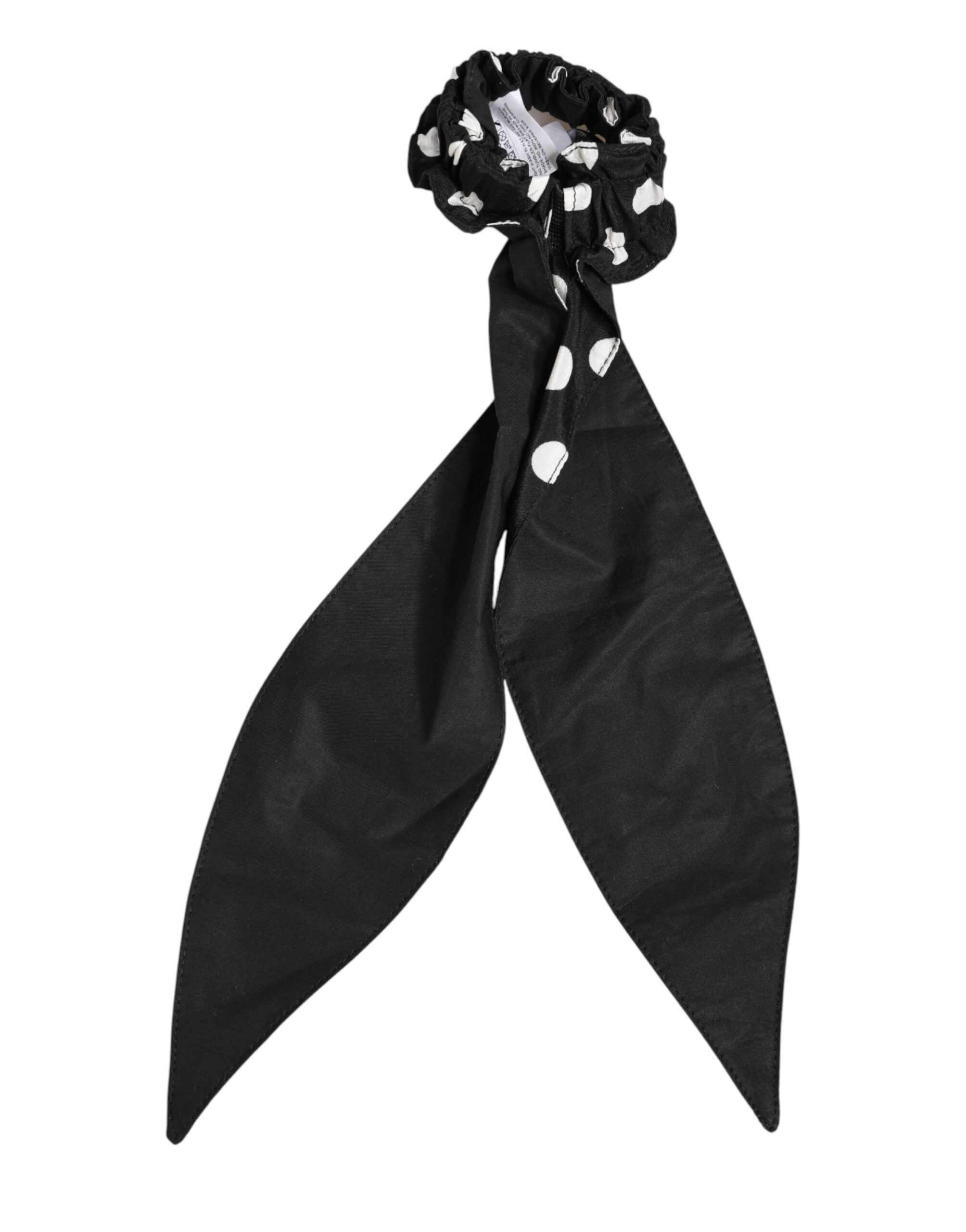 Dolce & Gabbana Black Cotton Polka Dot Scarf Tie Accessory Hair Scrunchie Dolce & Gabbana
