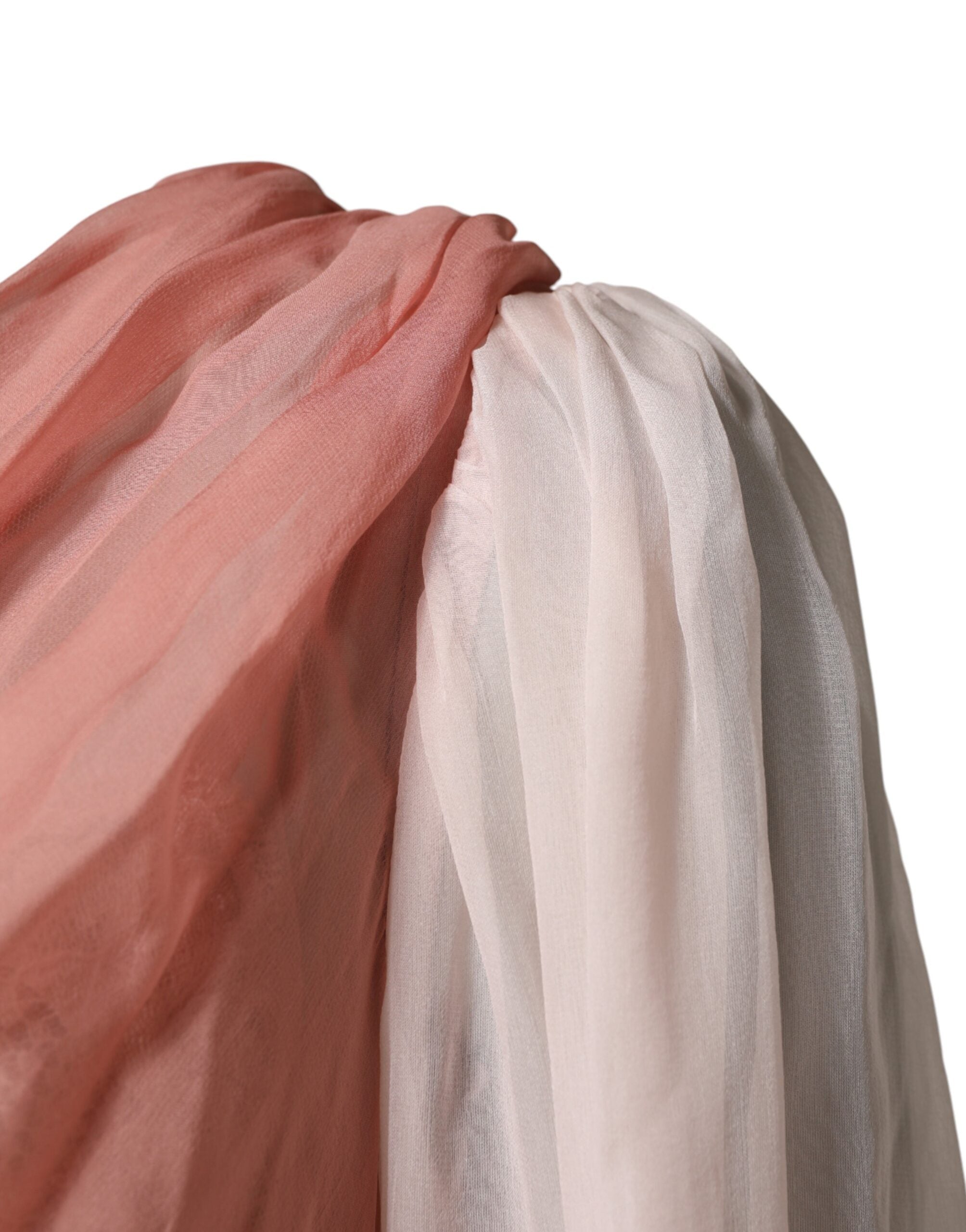 Dolce & Gabbana Pink Silk Tulle Long Sleeve V-neck Dress Dolce & Gabbana