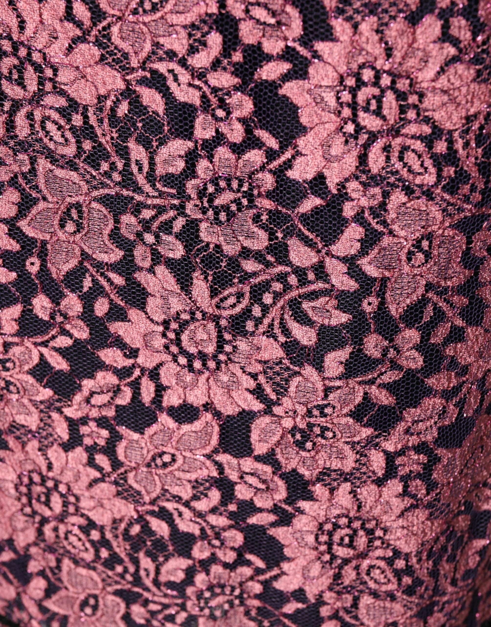 Dolce & Gabbana Black Pink Floral Lace Silk Sheath Dress Dolce & Gabbana