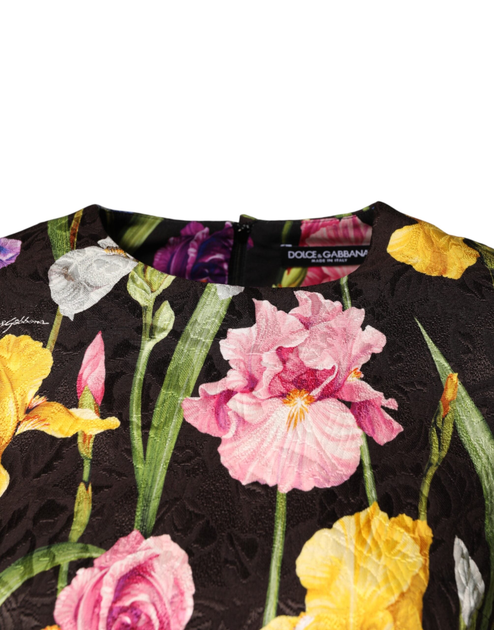 Dolce & Gabbana Black Floral Brocade A-line Mini Dress Dolce & Gabbana