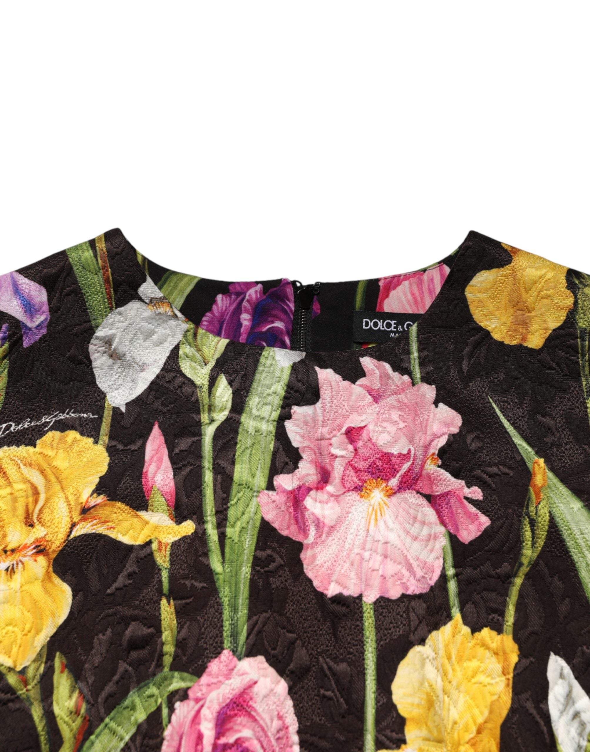 Dolce & Gabbana Black Floral Brocade A-line Mini Dress Dolce & Gabbana
